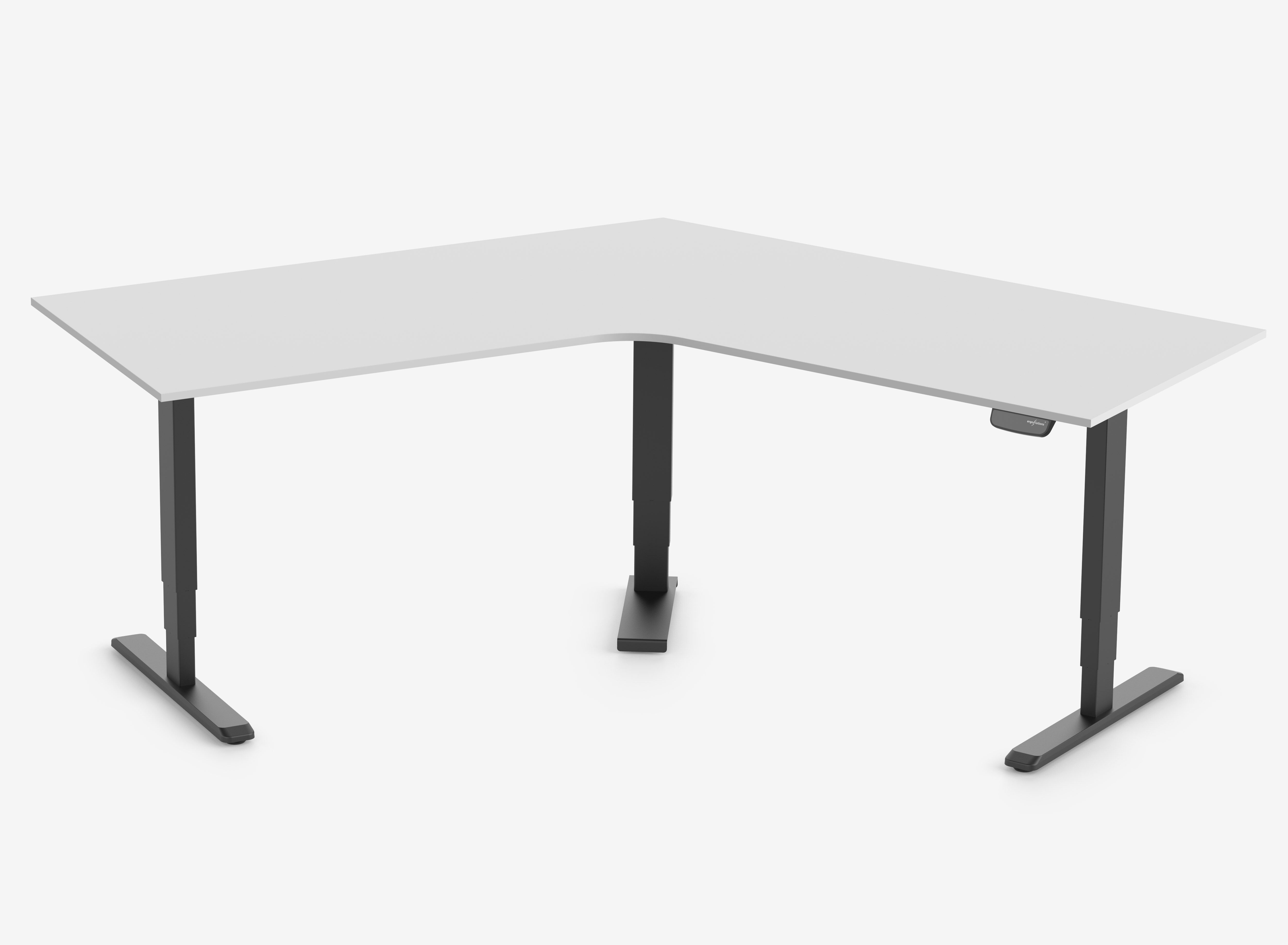 PRIMUS Winkelschreibtisch, Gestell Schwarz, Tischplatte  1600 x 800 x 25 mm Lichtgrau