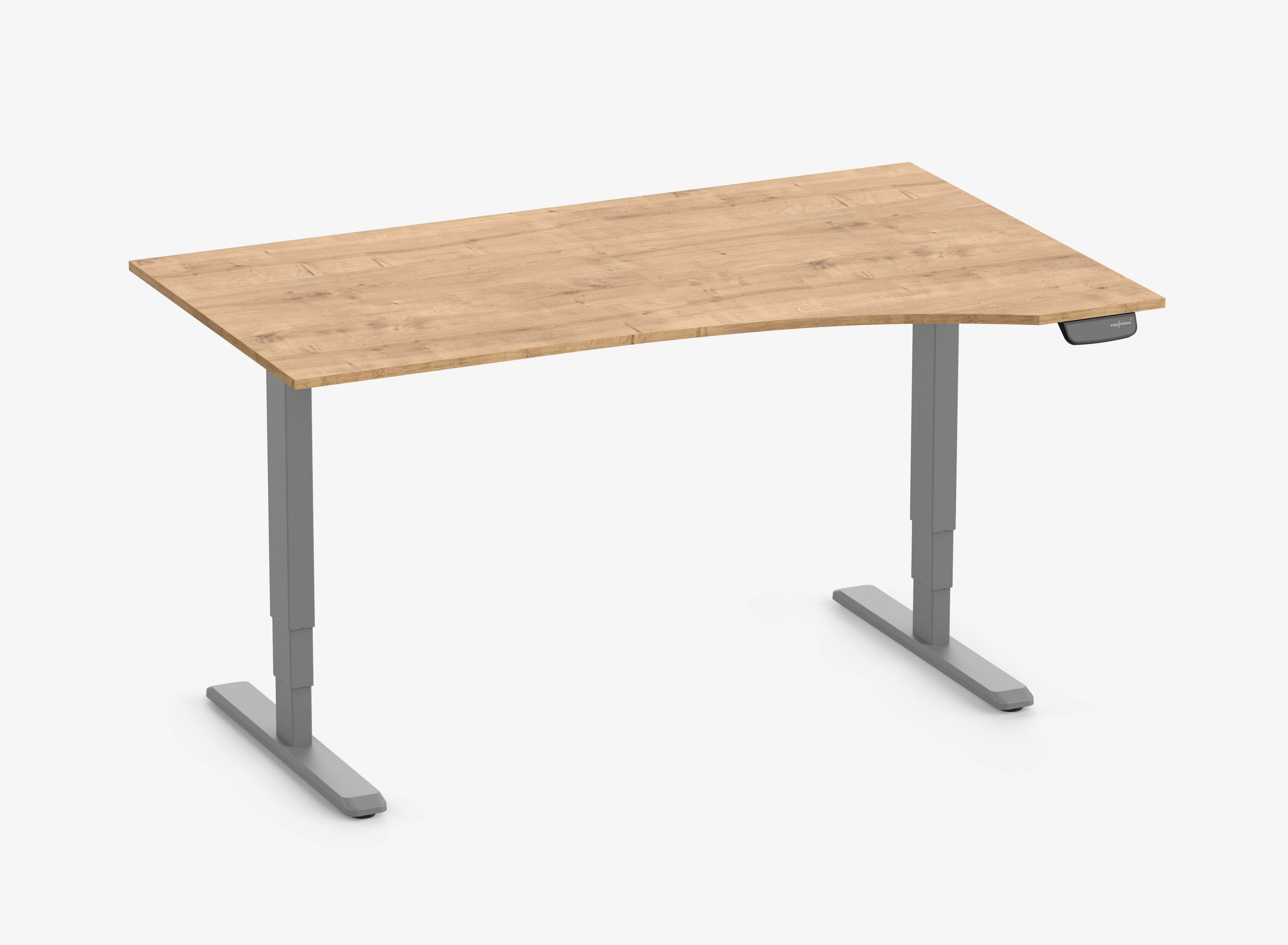 PRIMUS Vrijvorm bureau, frame grijs 1600 x 800/1000 x 25 mm eiken, uitvoering rechts