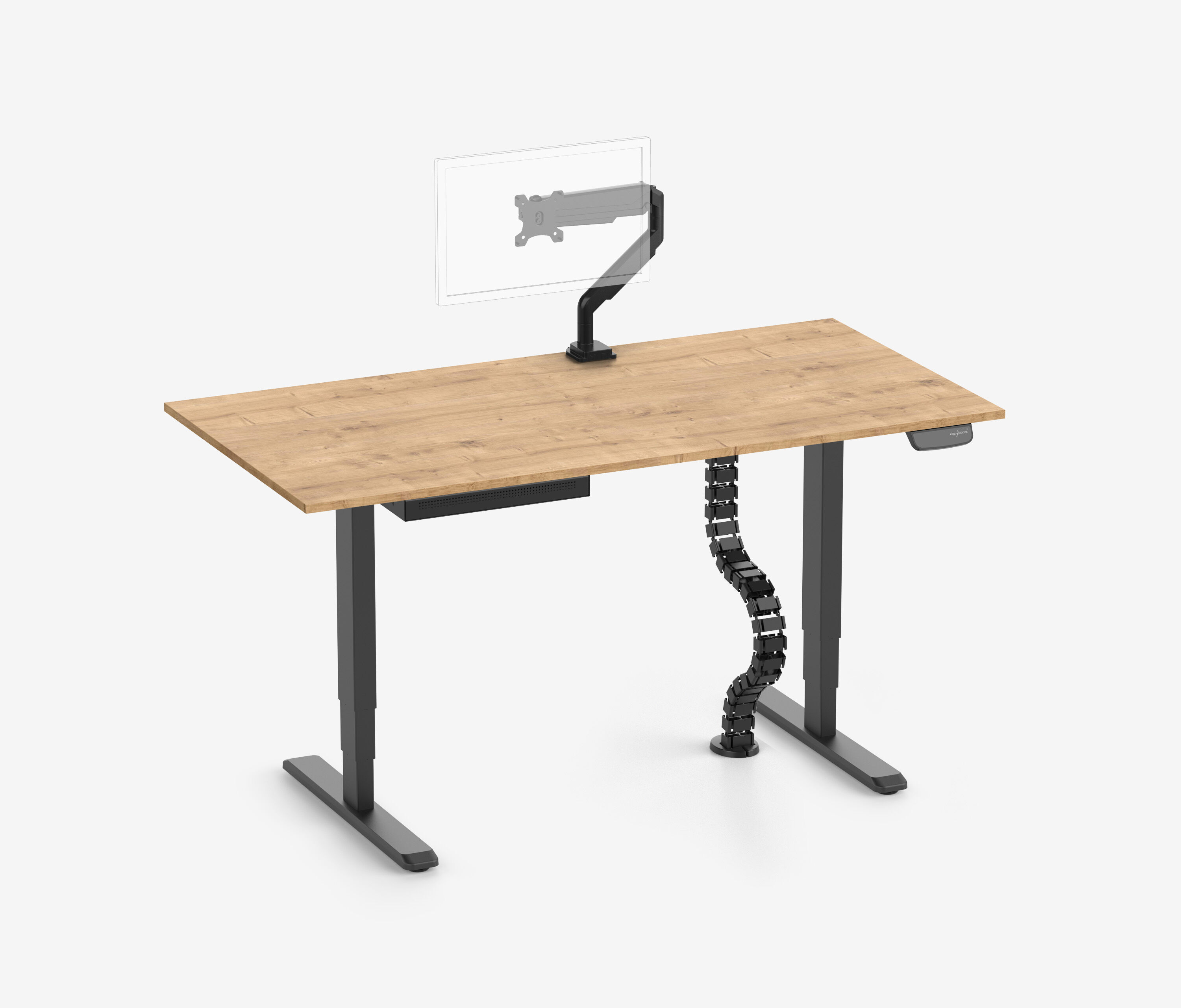 PRIMUS + Slimline Schublade, Kabelschlange & Halter 160x80 Schwarz Eiche