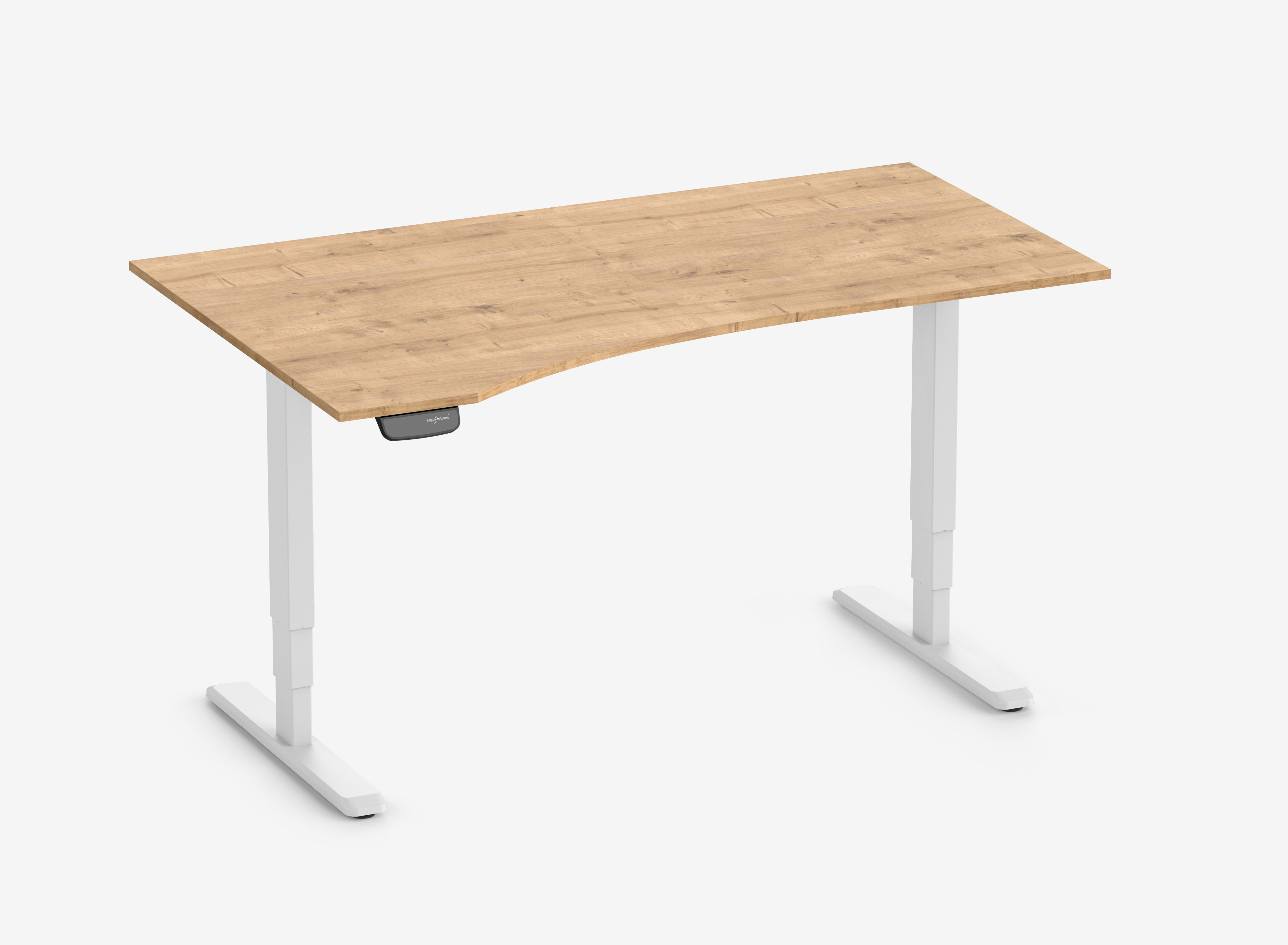 PRIMUS Freiformschreibtisch, Gestell Weiß 1600 x 800/1000 x 25 mm Eiche, Ausführung Links