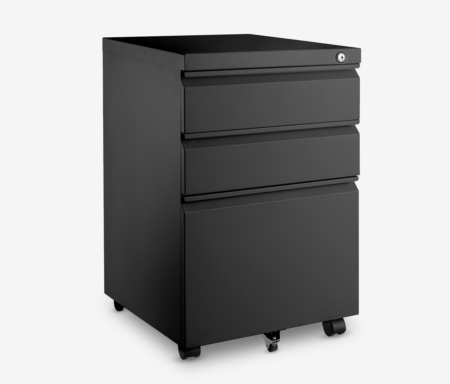 Metall Rollcontainer Schwarz - ohne Blende