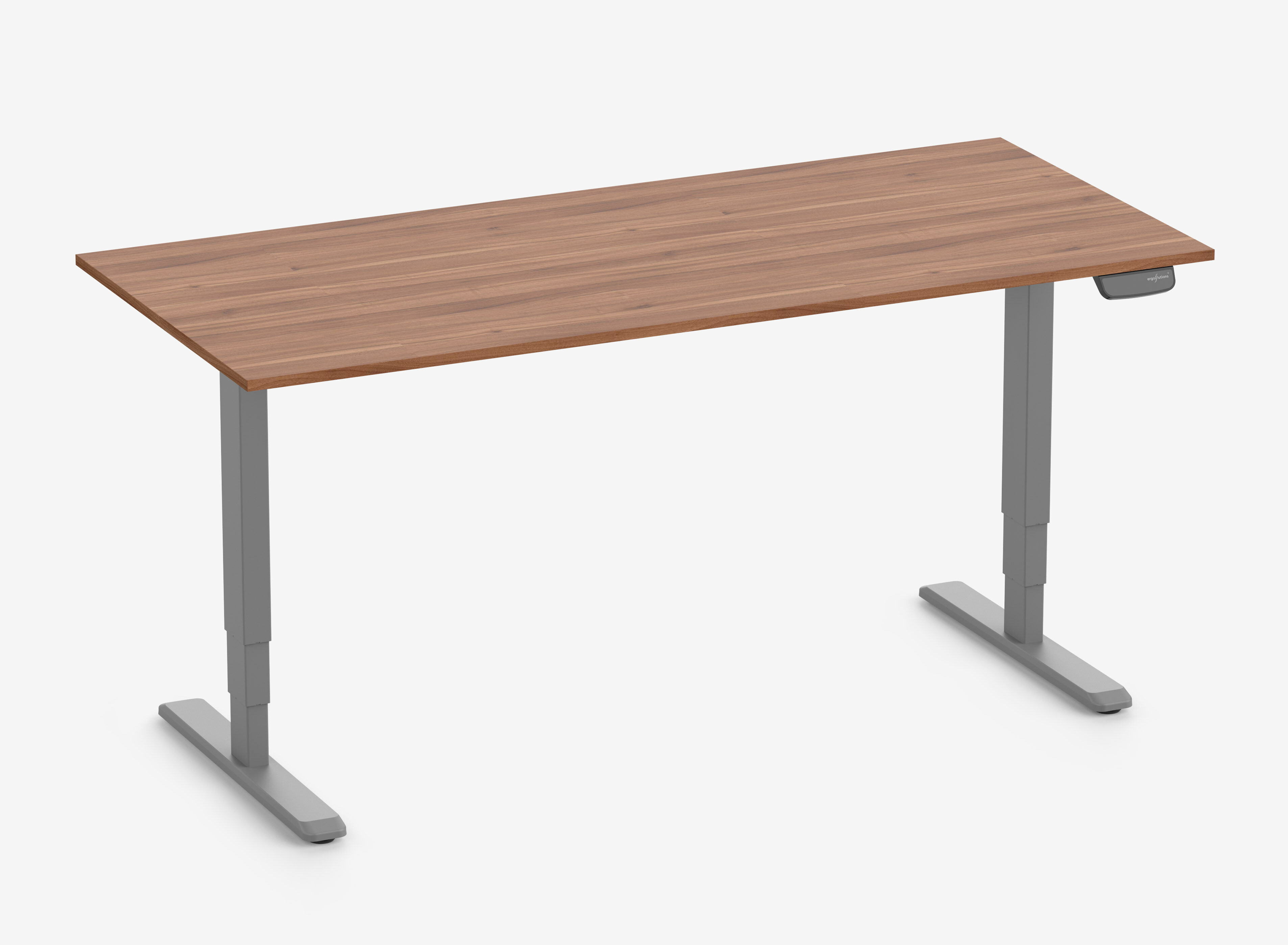 PRIMUS Rechteckschreibtisch, Gestell Grau, Tischplatte 1800 x 800 x 19 mm Nussbaum