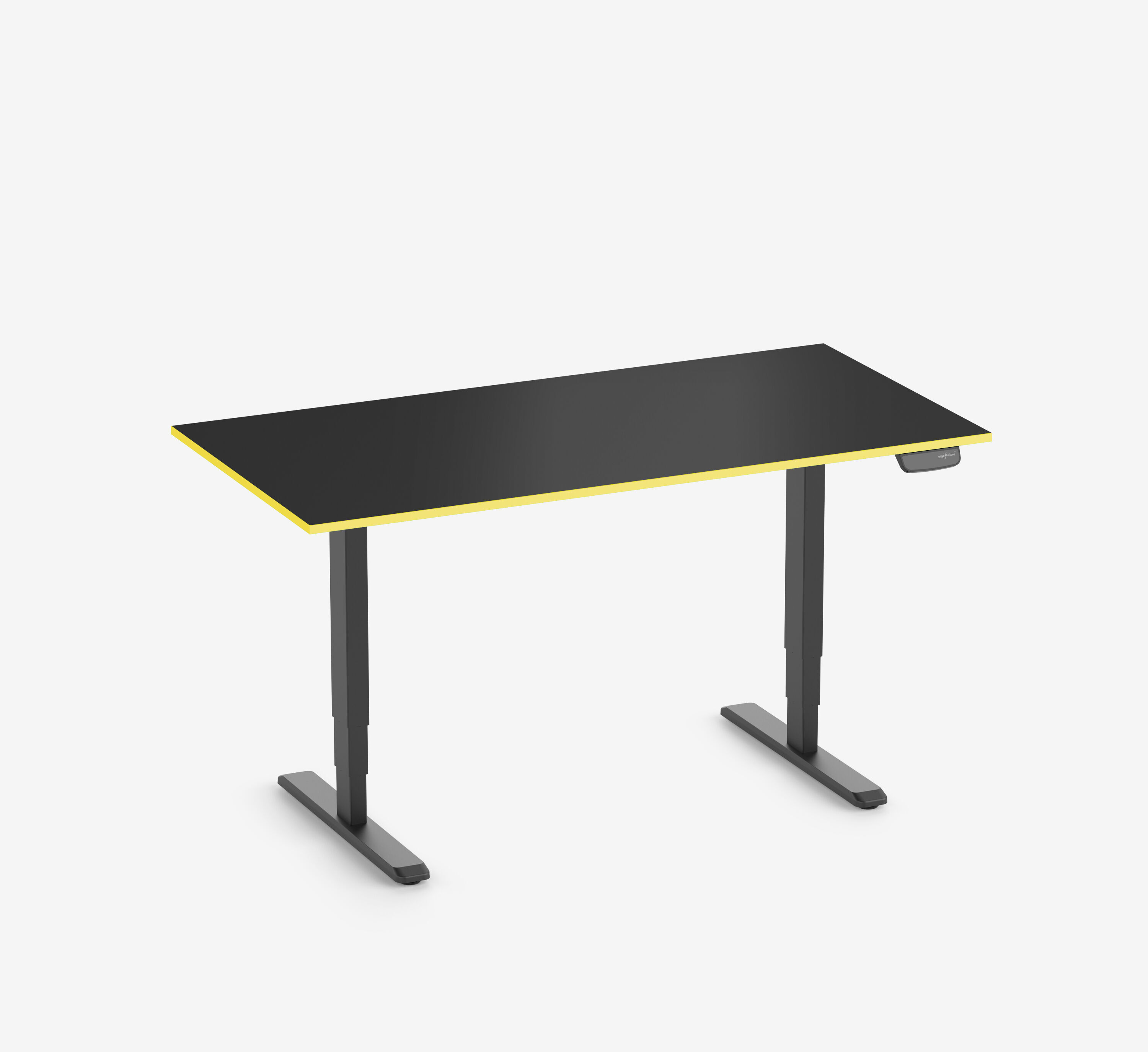 Primus Gamingschreibtisch Rechteck, Schwarz Silk-Touch Yellow Cab 160x80