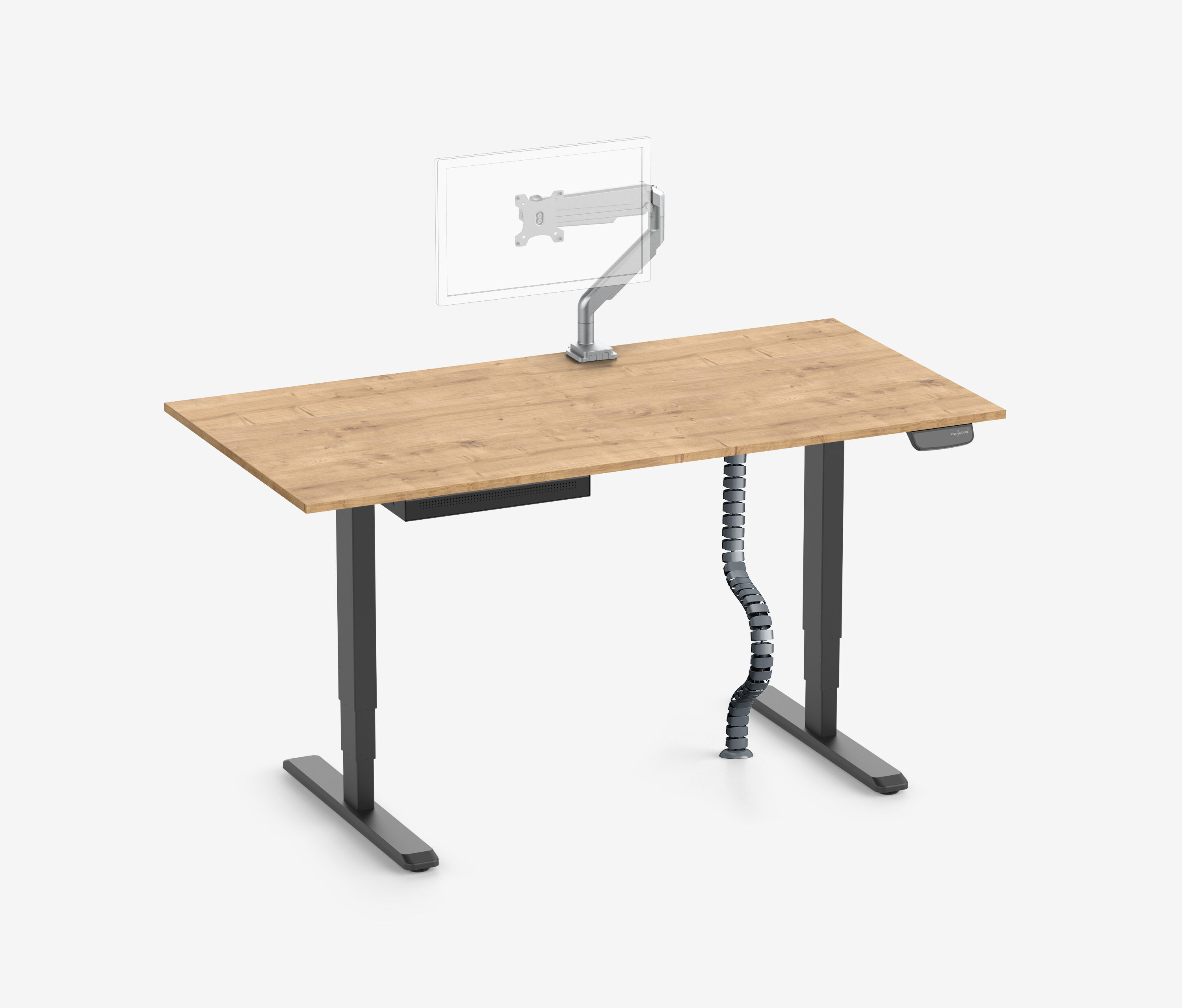 PRIMUS + Slimline lade, kabelgoot & houder 160x80 Zwart Eikenhout