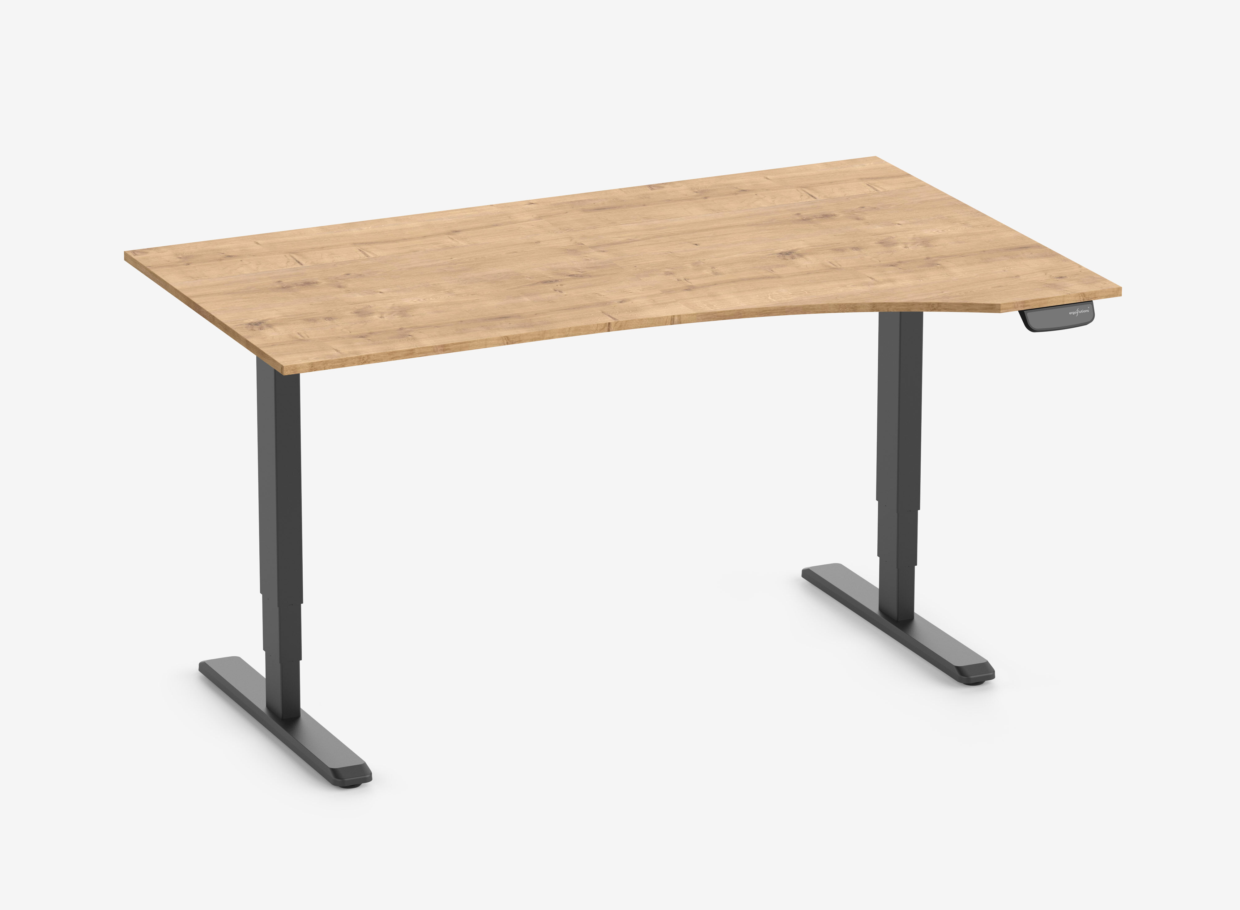 PRIMUS Freiformschreibtisch, Gestell Schwarz, Tischplatte 1600 x 800/1000 x 25 mm Eiche, Ausführung Rechts