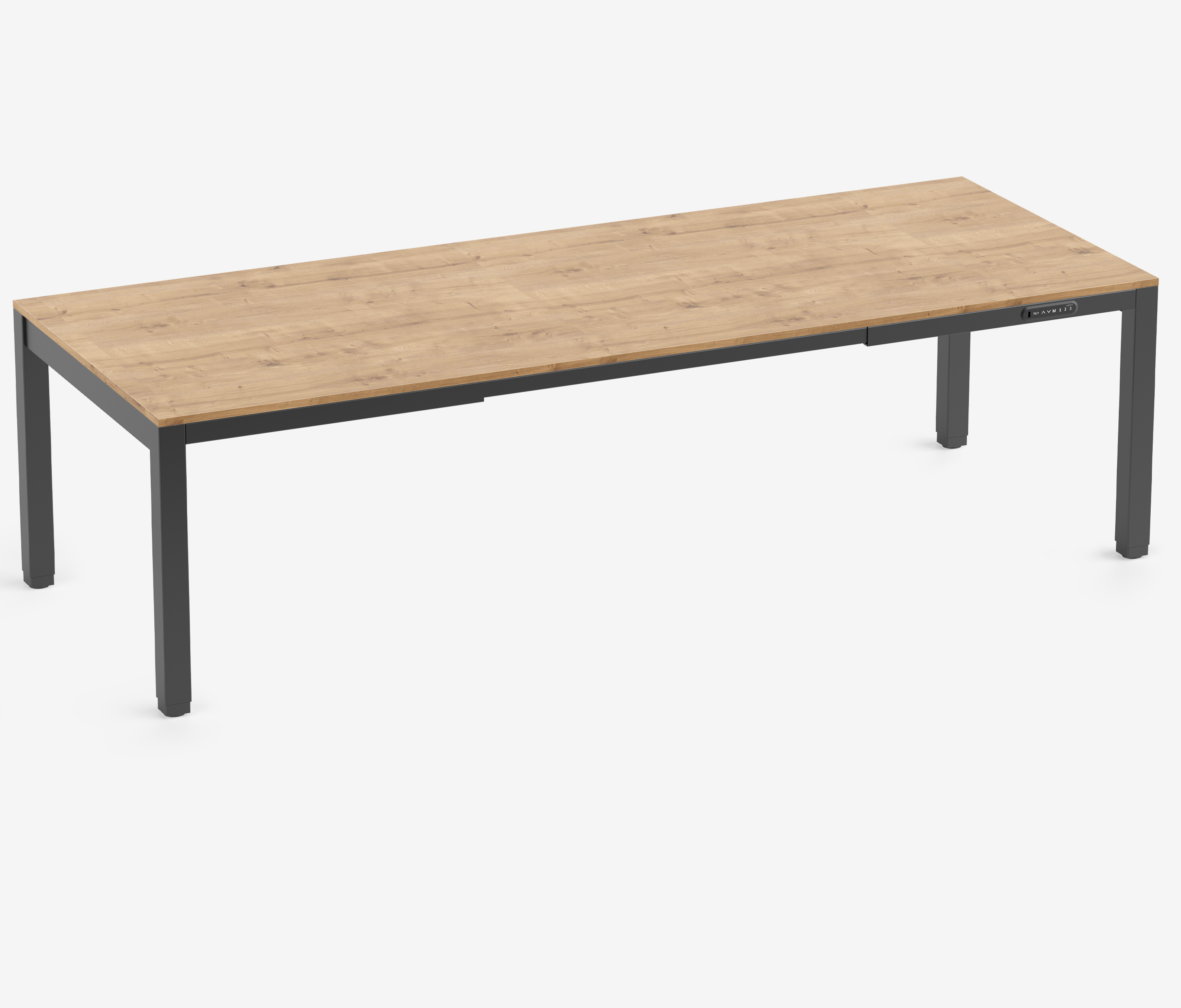 PRIMUS 4-Bein Schreibtisch Schwarz Eiche 2600 x 1000 x 25 mm