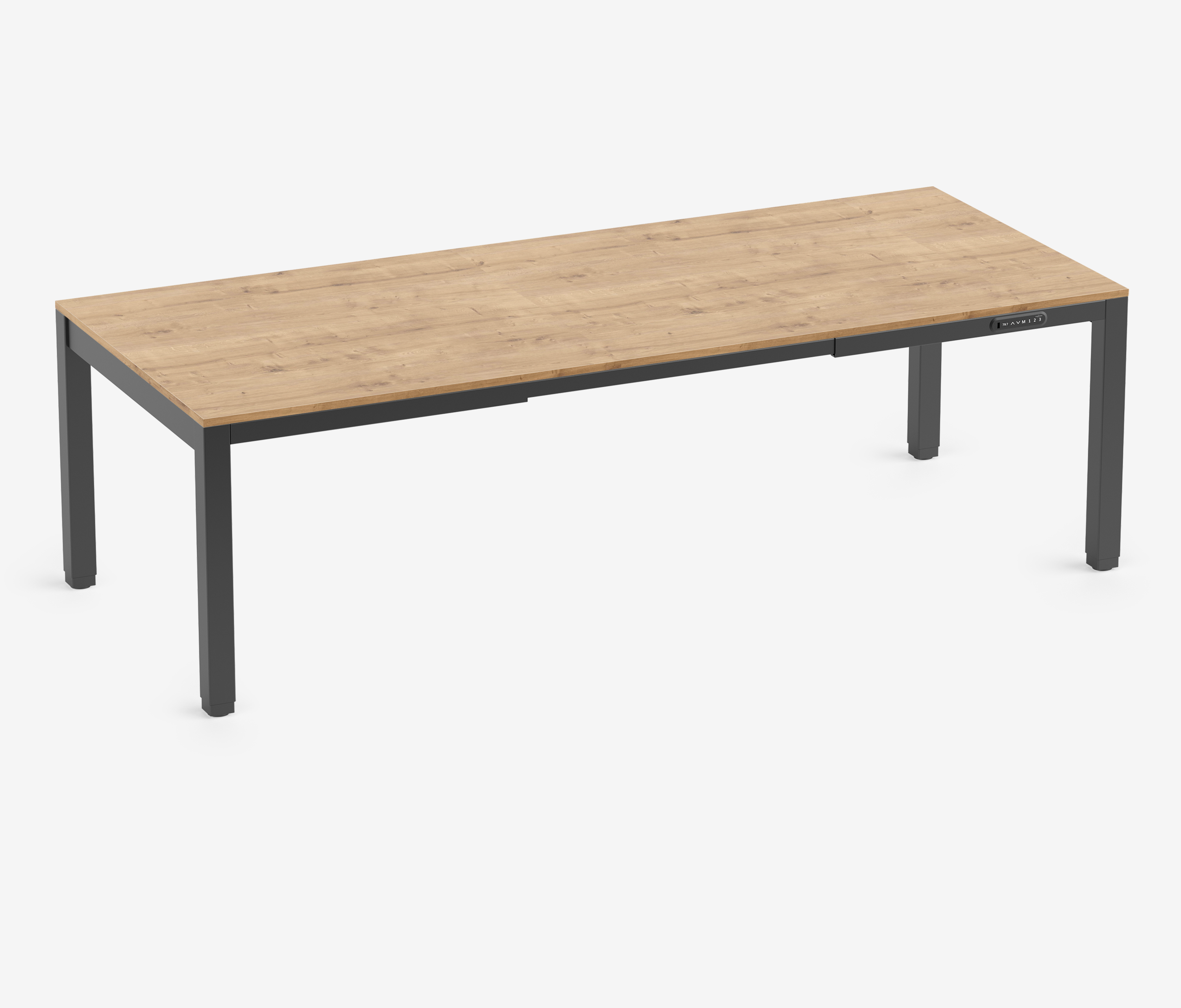 PRIMUS 4-Bein Schreibtisch Schwarz Eiche 2400 x 1000 x 25 mm