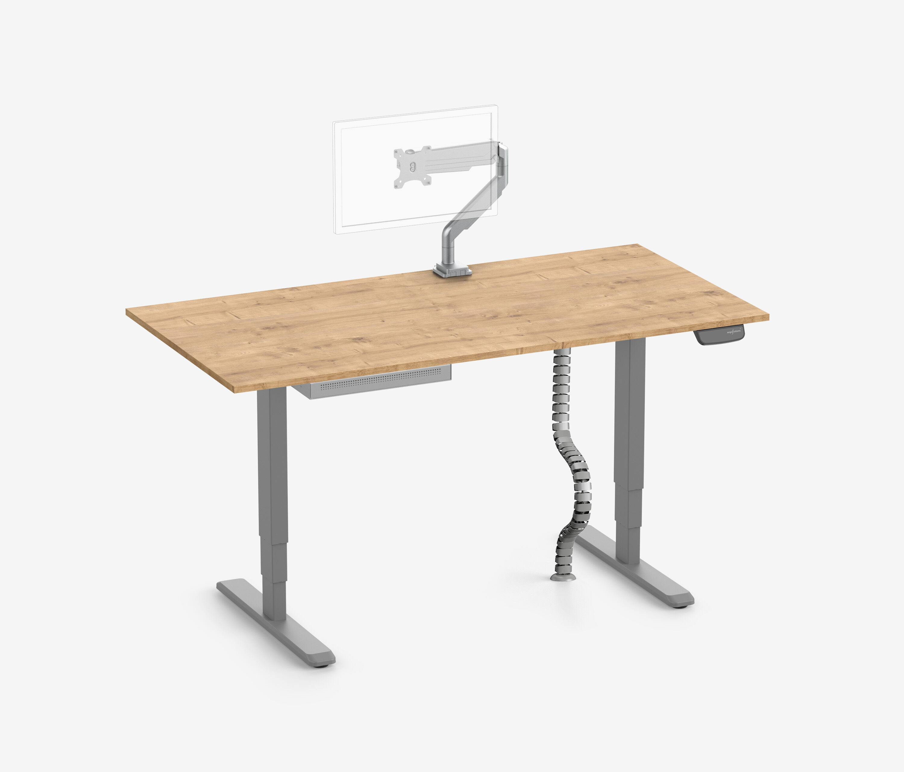 PRIMUS + Slimline lade, kabelgoot & houder 160x80 Grijs Eikenhout