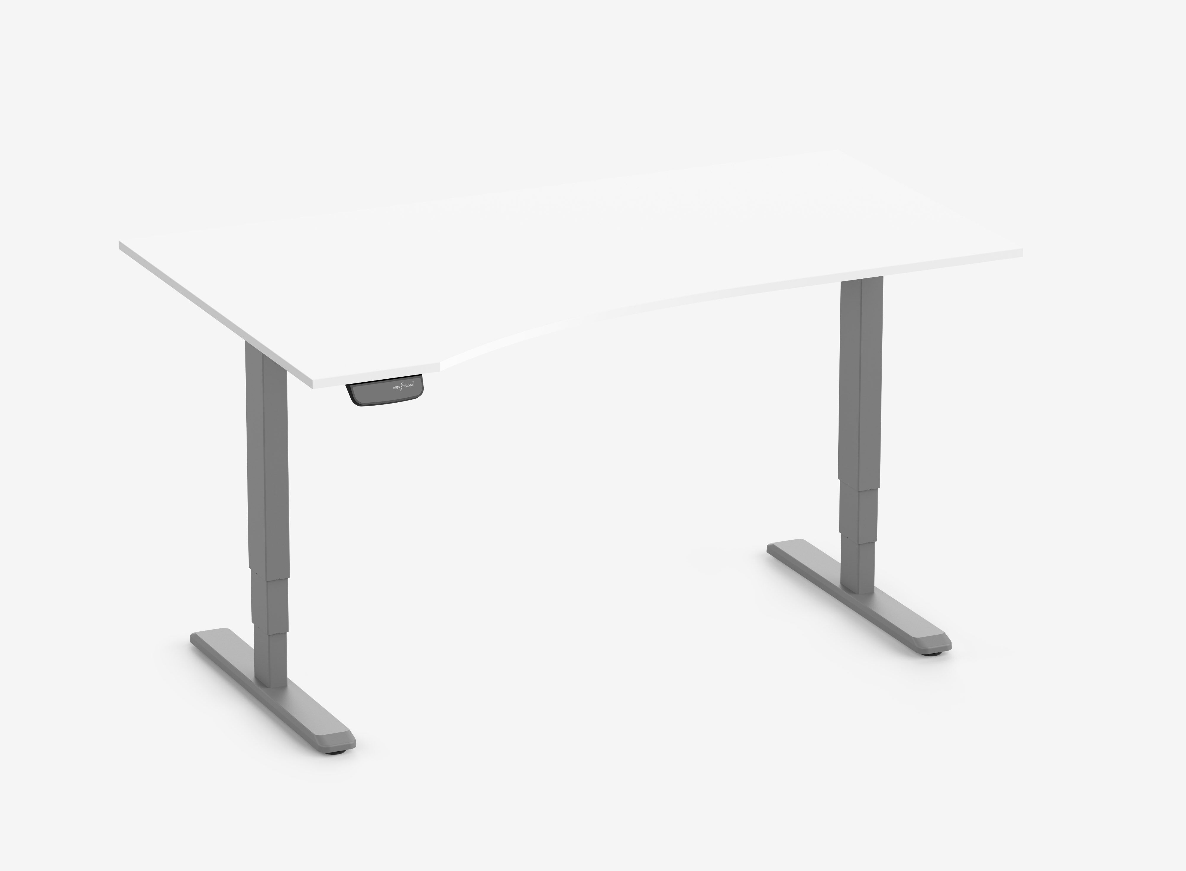 PRIMUS Vrijvorm bureau, frame grijs 1600 x 800/1000 x 25 mm blad wit, uitvoering links