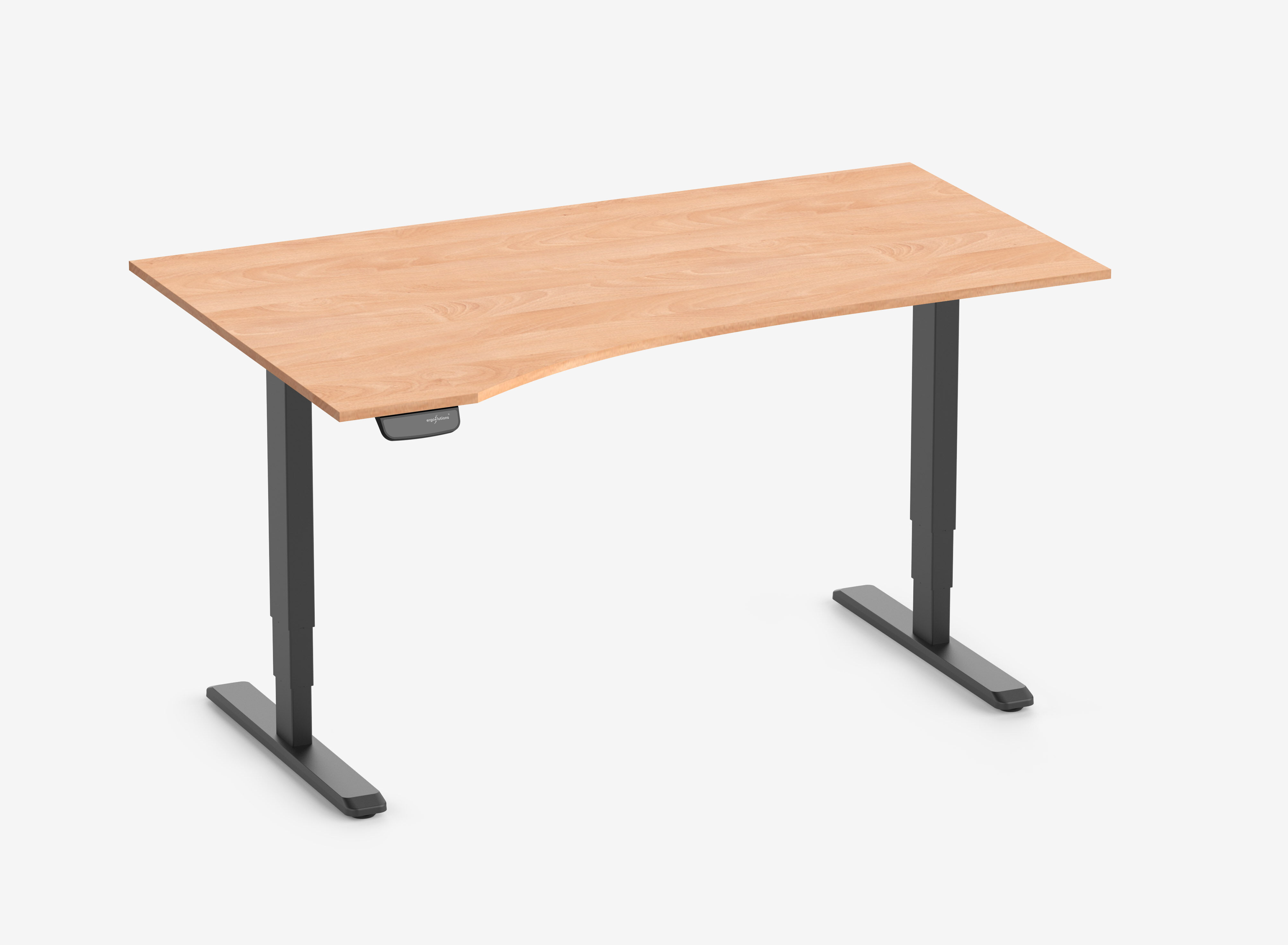 PRIMUS Vrijvormig bureau, frame zwart, tafelblad 1600 x 800/1000 x 25 mm beuken, uitvoering links