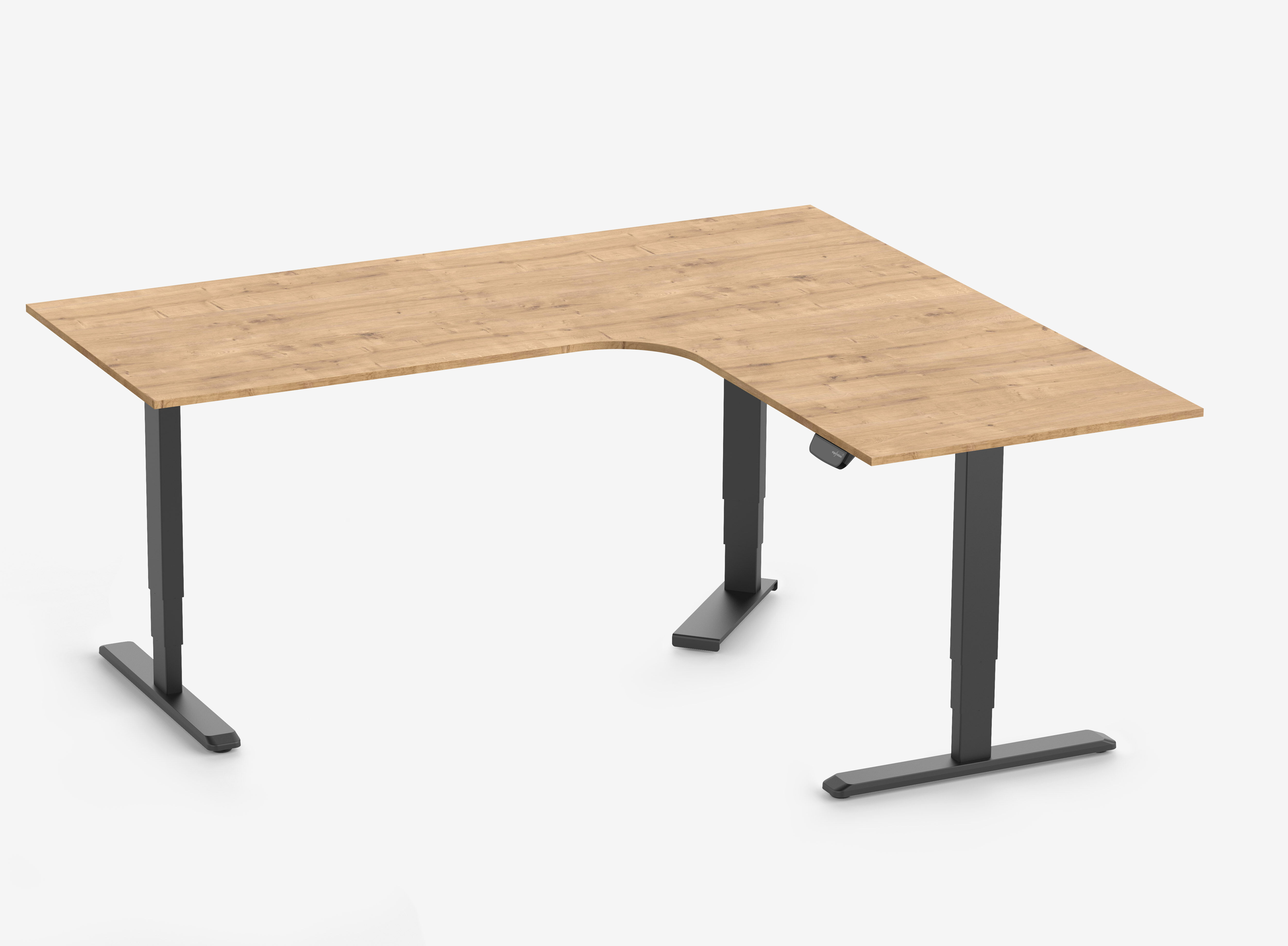 PRIMUS Eckschreibtisch, Gestell Schwarz, Tischplatte 2000/800 x 1780/800 x 25 mm Eiche