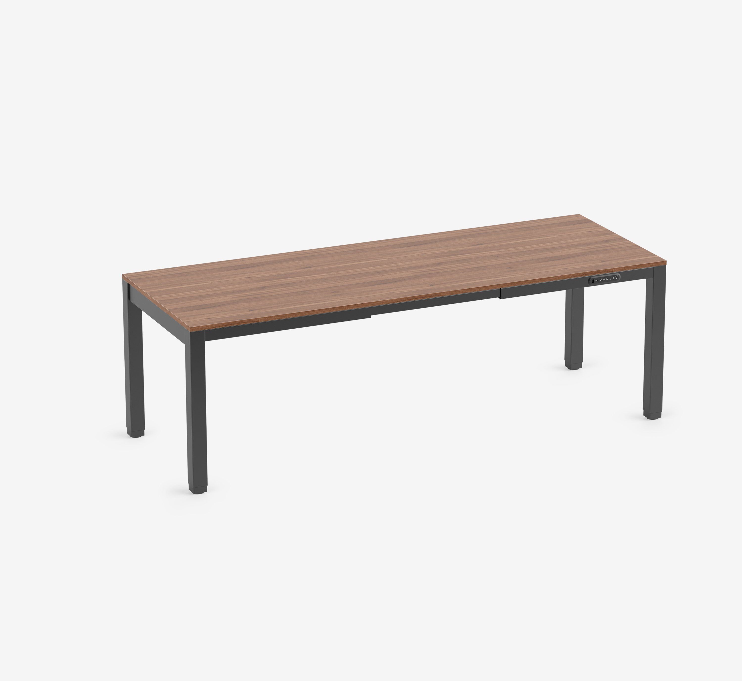 PRIMUS 4-Bein Schreibtisch Schwarz Nussbaum 2200 x 800 x 25 mm