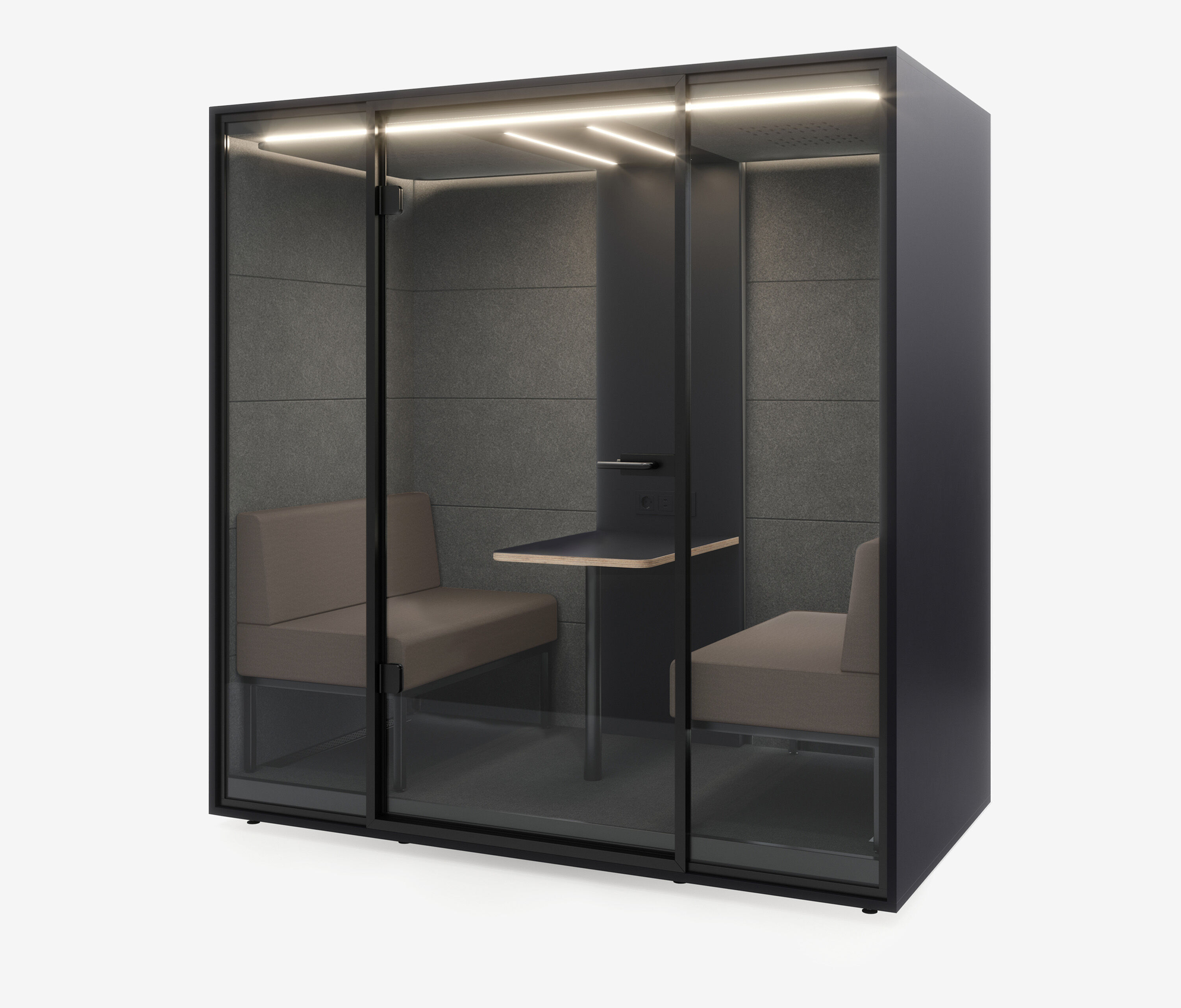 Meetingbox Quattro Antraciet Antraciet Grijs Koffie Standaard Zwart