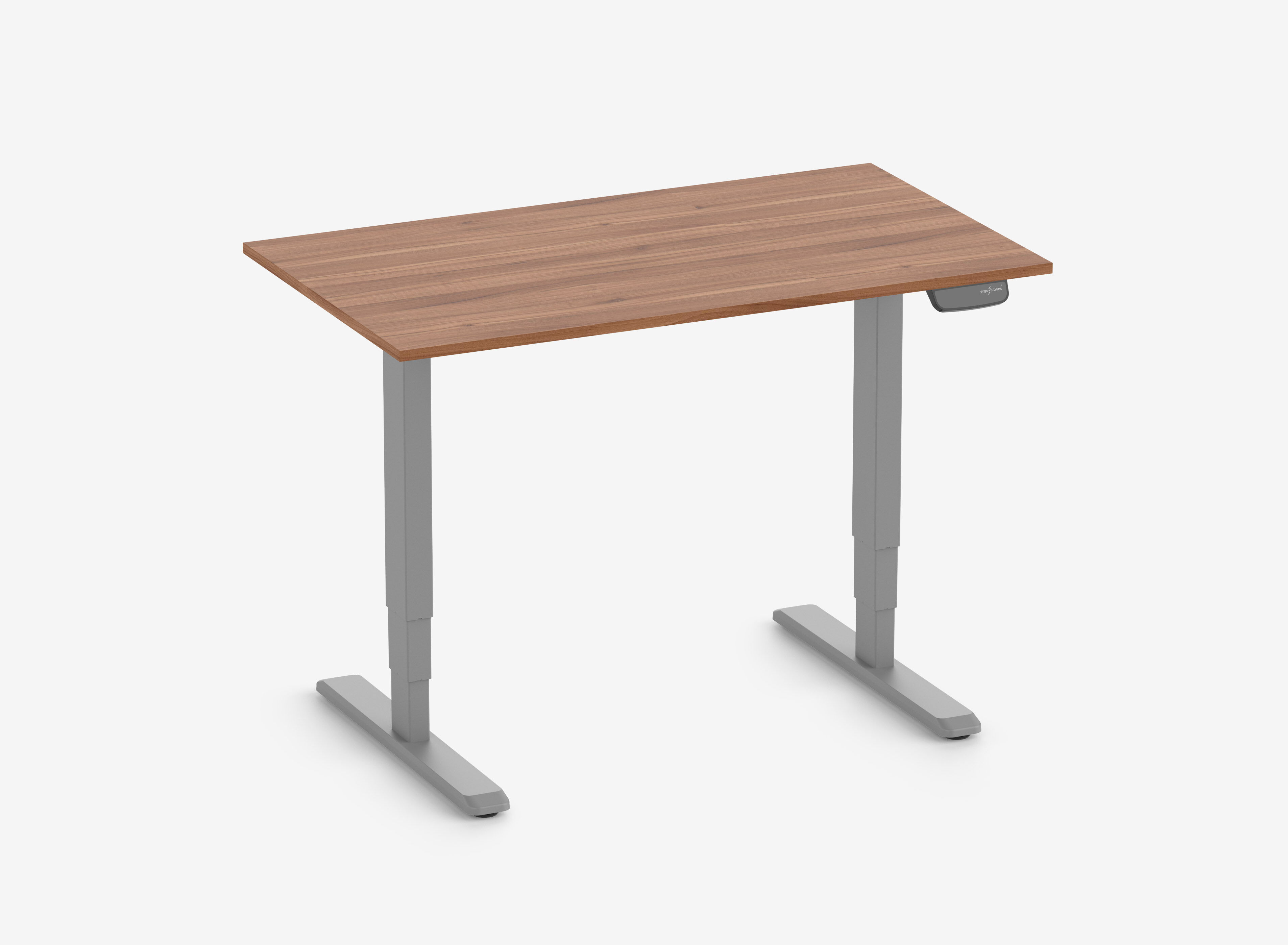 PRIMUS Rechthoekig bureau, frame grijs, tafelblad 1200 x 700 x 19 mm walnoot