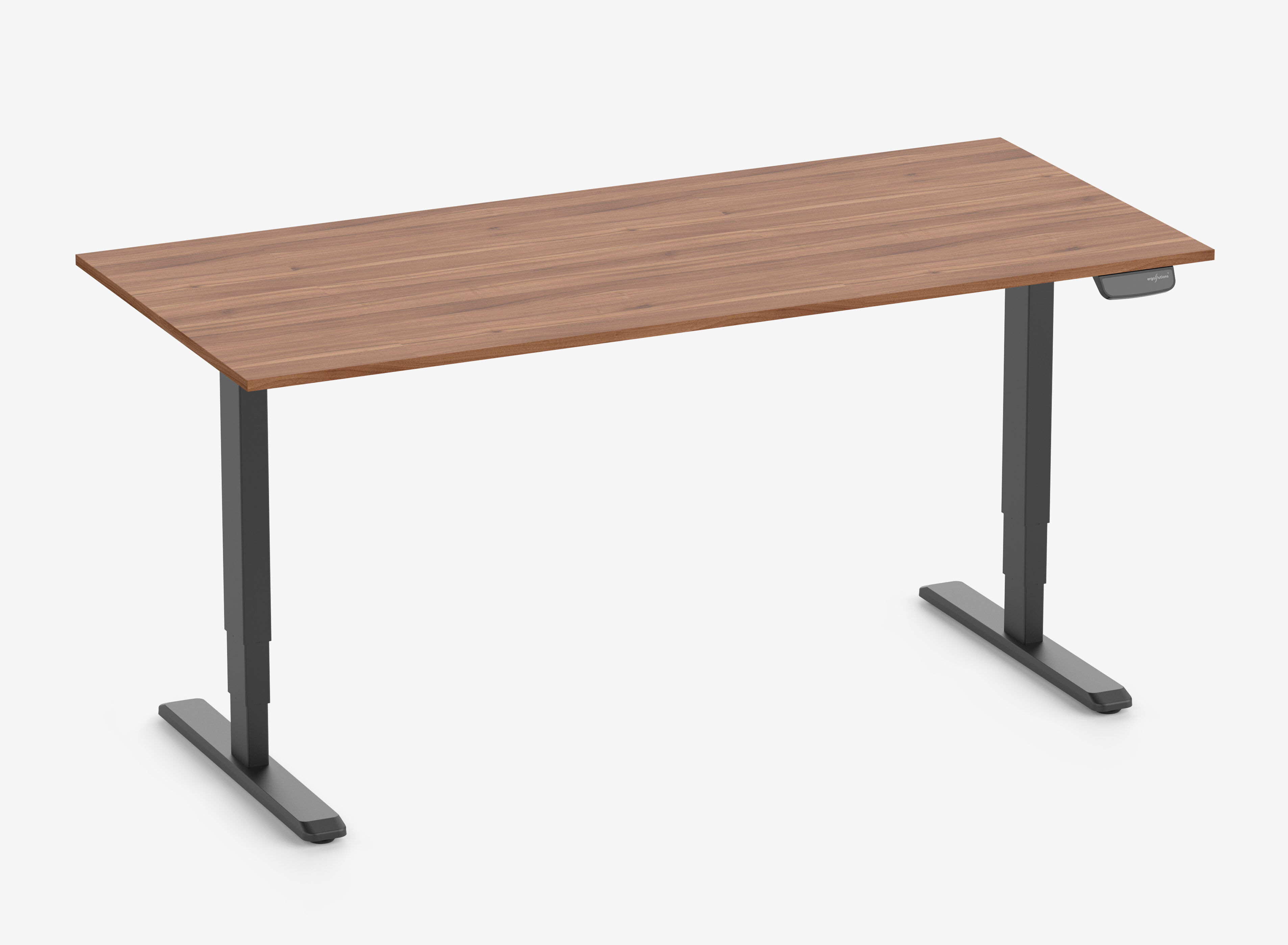 PRIMUS Rechthoekig bureau, frame zwart, tafelblad 1800 x 800 x 19 mm walnoot