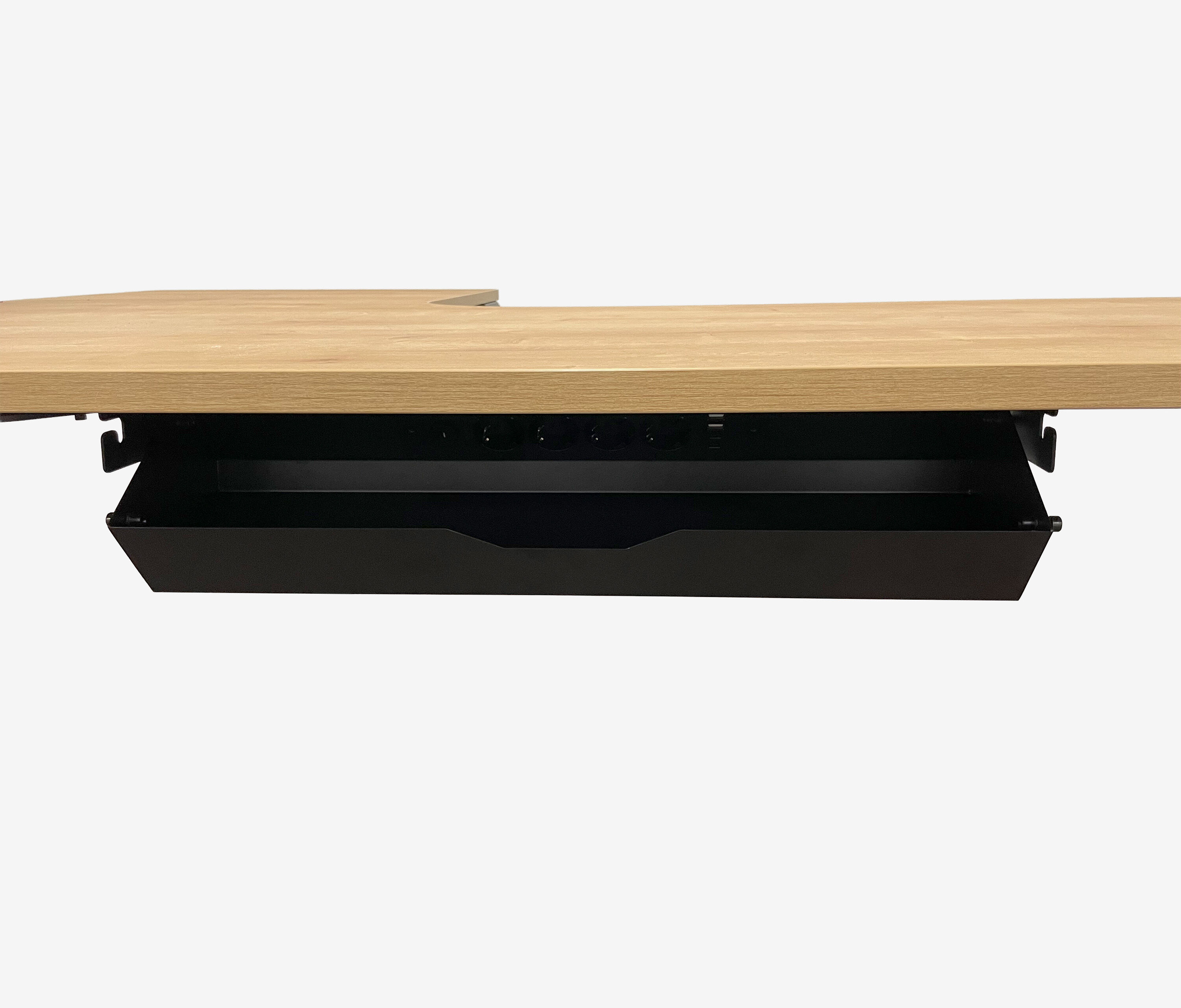 Kabelwanne mit optional integrierter Steckdose Grau Ohne Steckdose