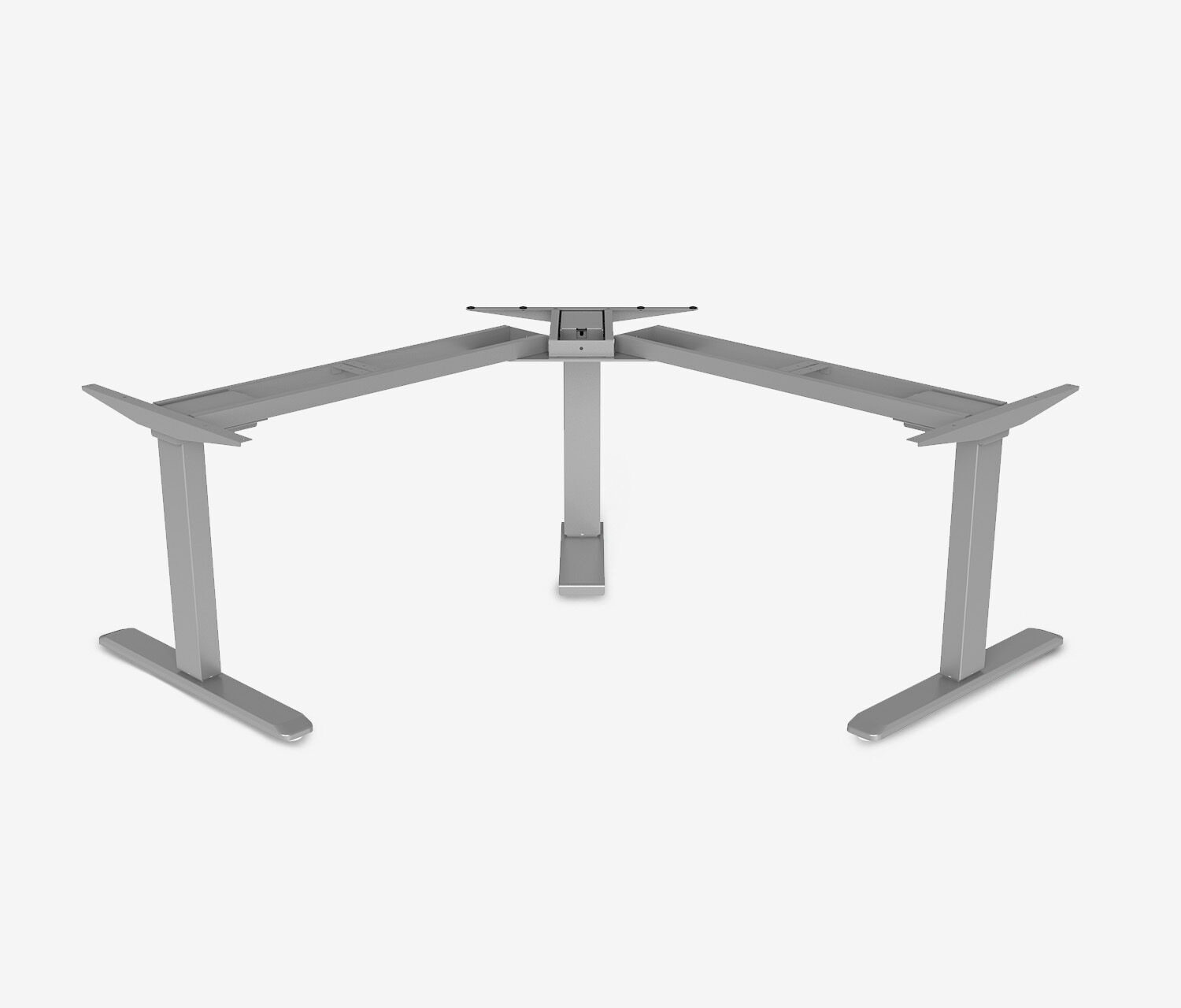 PRIMUS Winkelschreibtisch, Gestell Grau, Tischplatte 1400 x 800 x 25 mm Lichtgrau