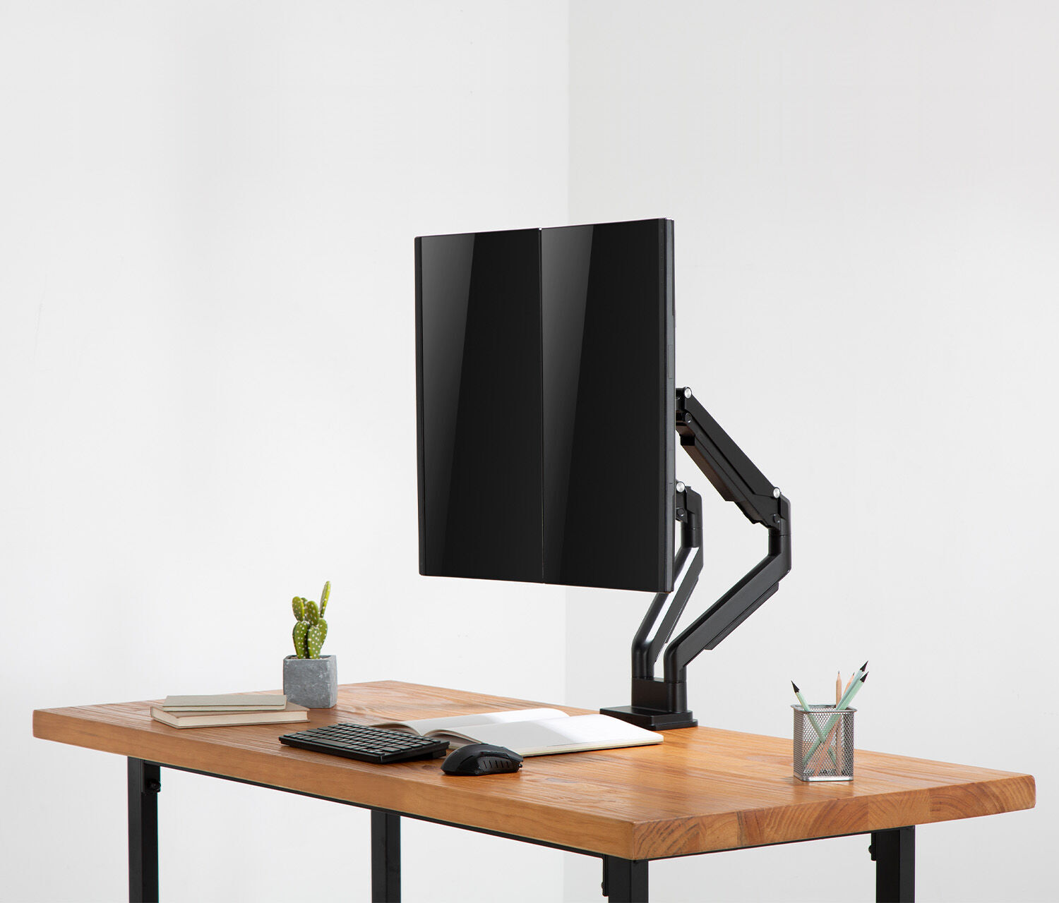 Dual Gasdruck Monitorarm - schwarz