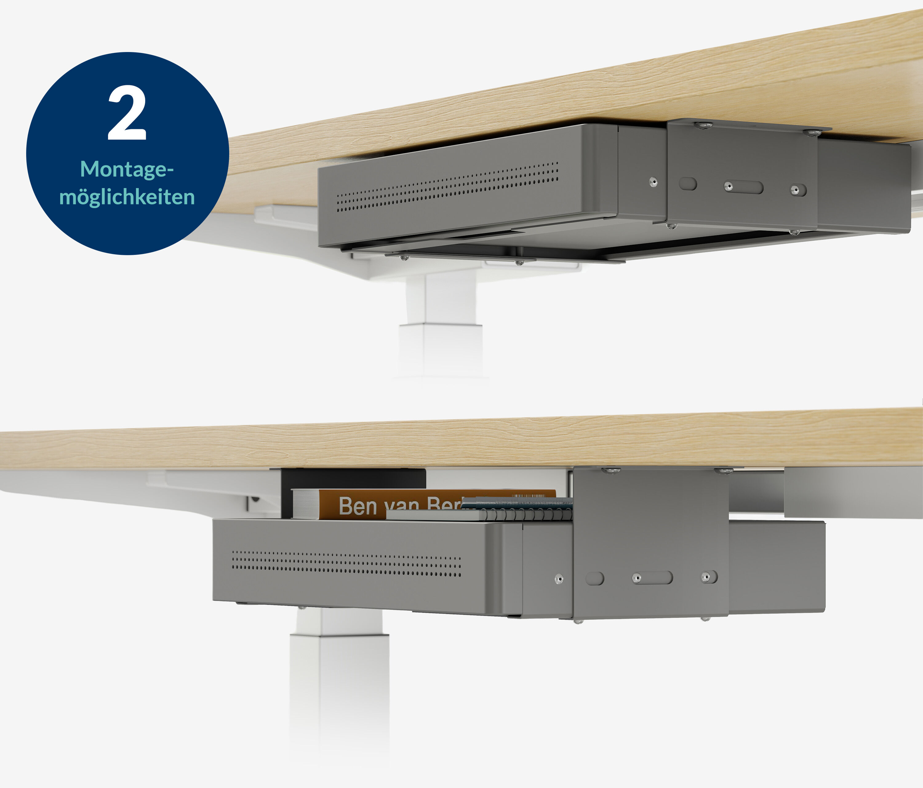 Untertisch Schublade mit USB Lader Grau