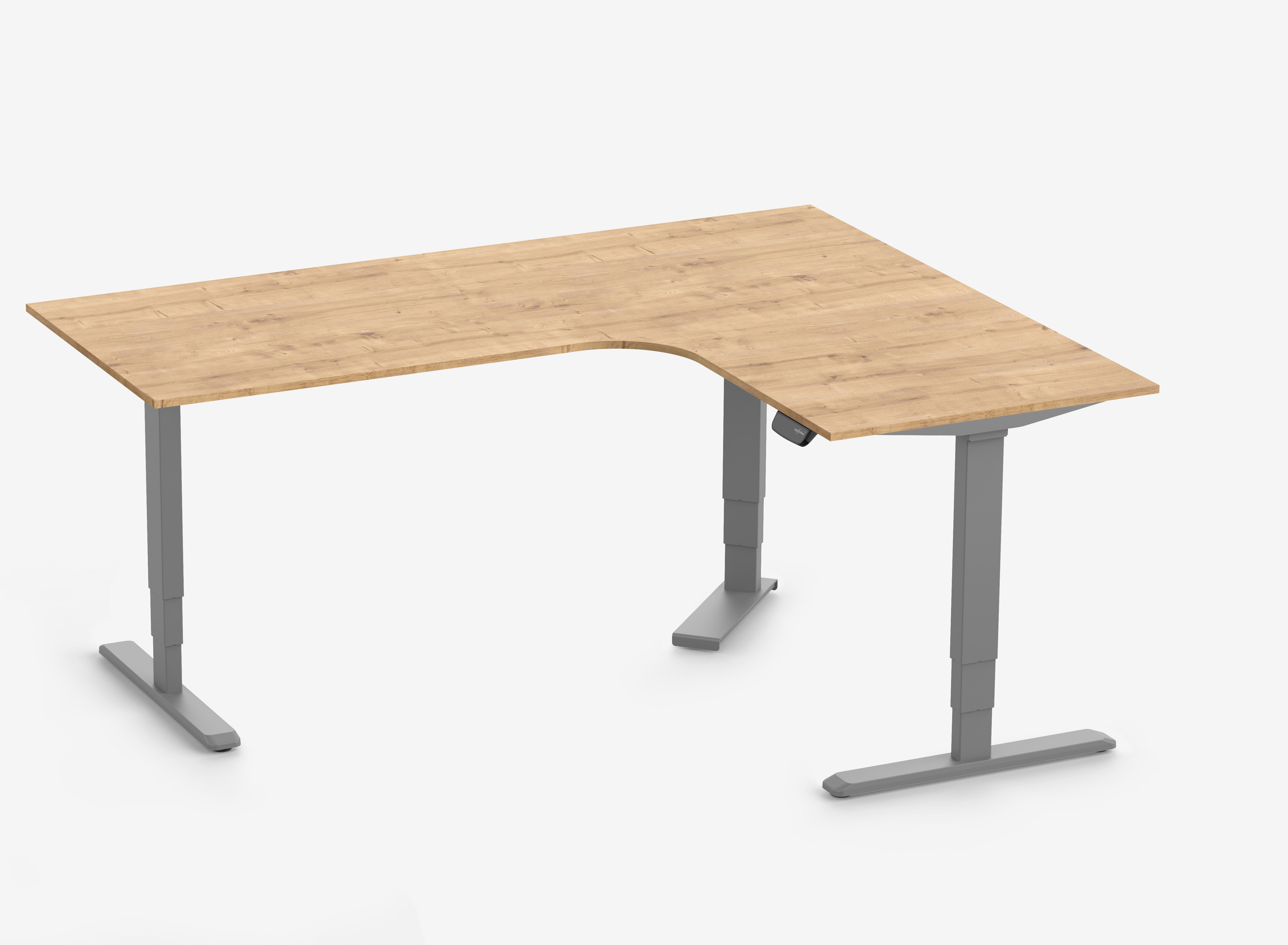 PRIMUS Eckschreibtisch, Gestell Grau, Tischplatte 2000/800 x 1600/800 x 25 mm Eiche