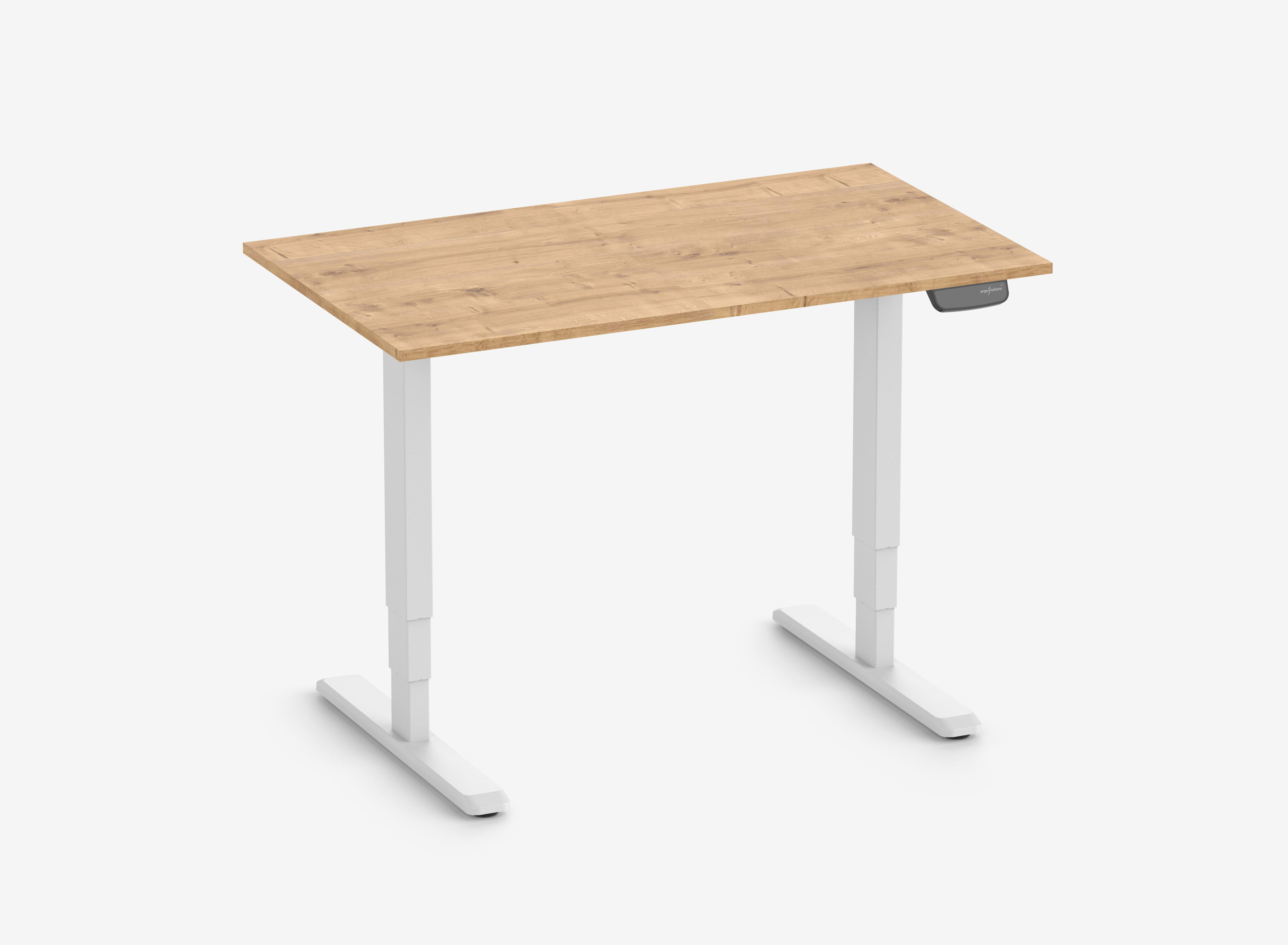 PRIMUS Rechthoekig bureau, frame wit, tafelblad 1200 x 700 x 19 mm eikenhout