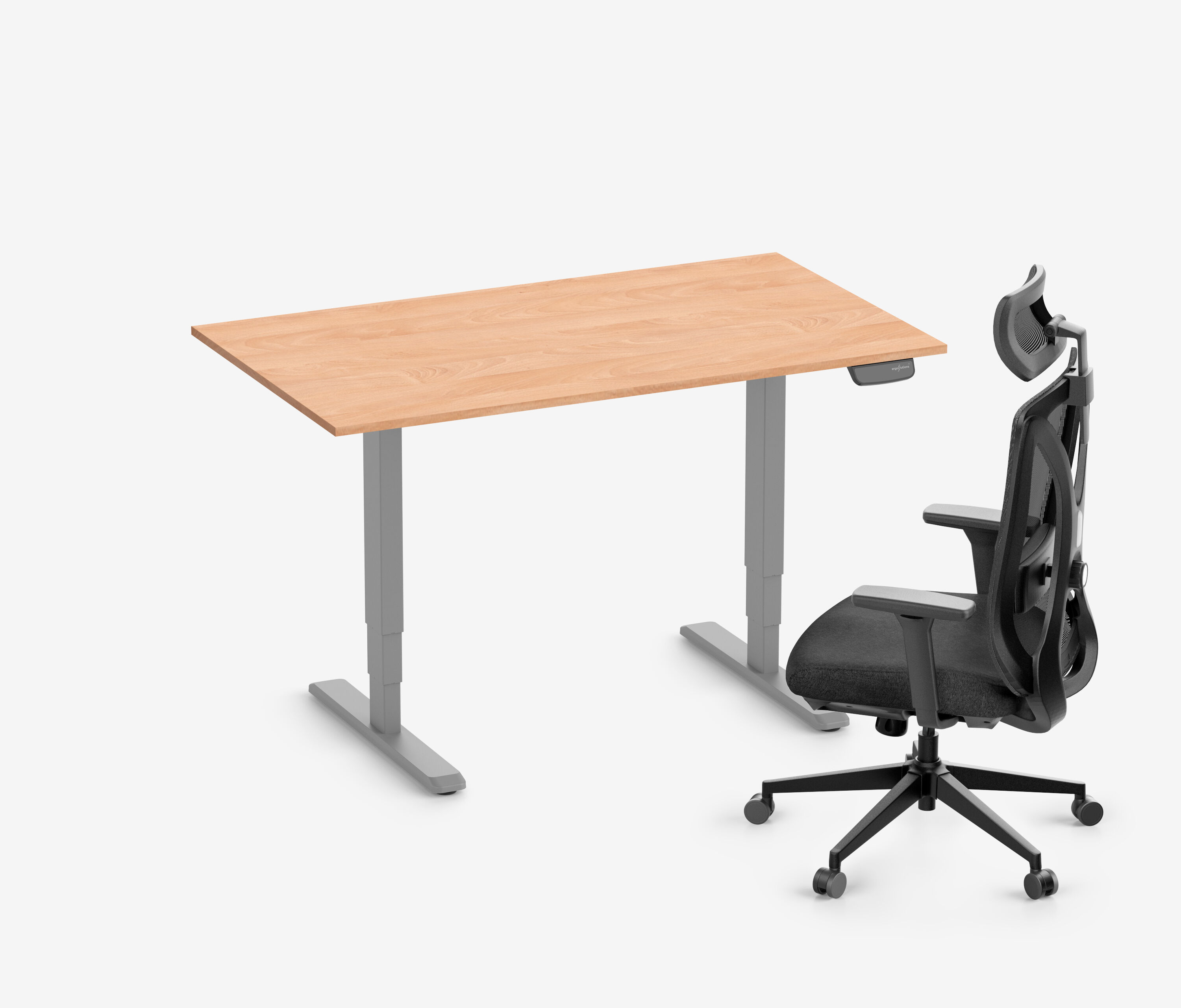 PRIMUS Bureau + Stoel VITA MESH Grijs Hoog, zithoogte 52 - 64 cm 140x80 Beuken