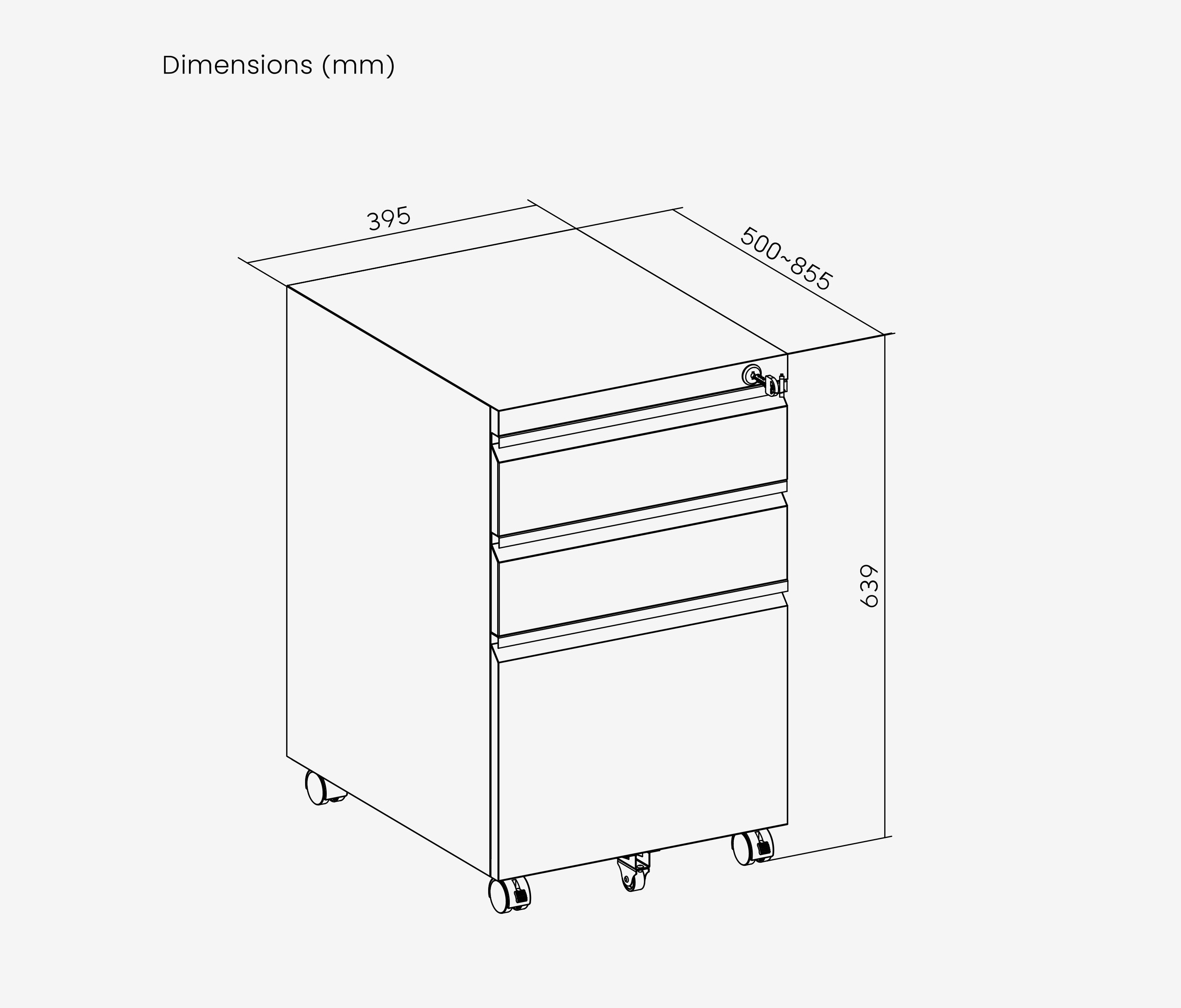 Metall Rollcontainer Weiß - ohne Blende