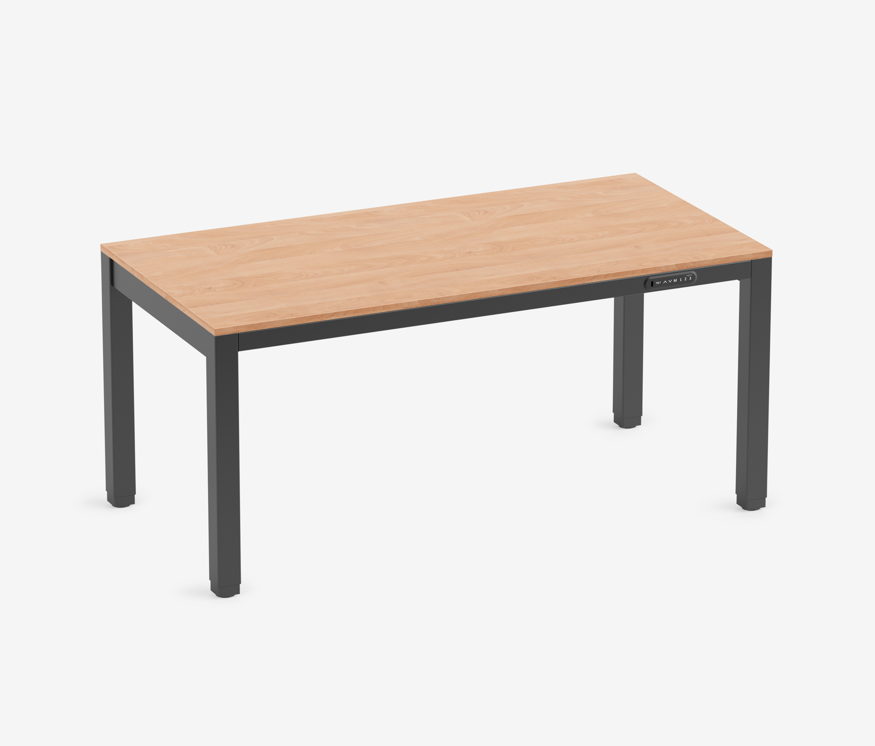 PRIMUS 4-Bein Schreibtisch Schwarz Buche 1600 x 800 x 25 mm