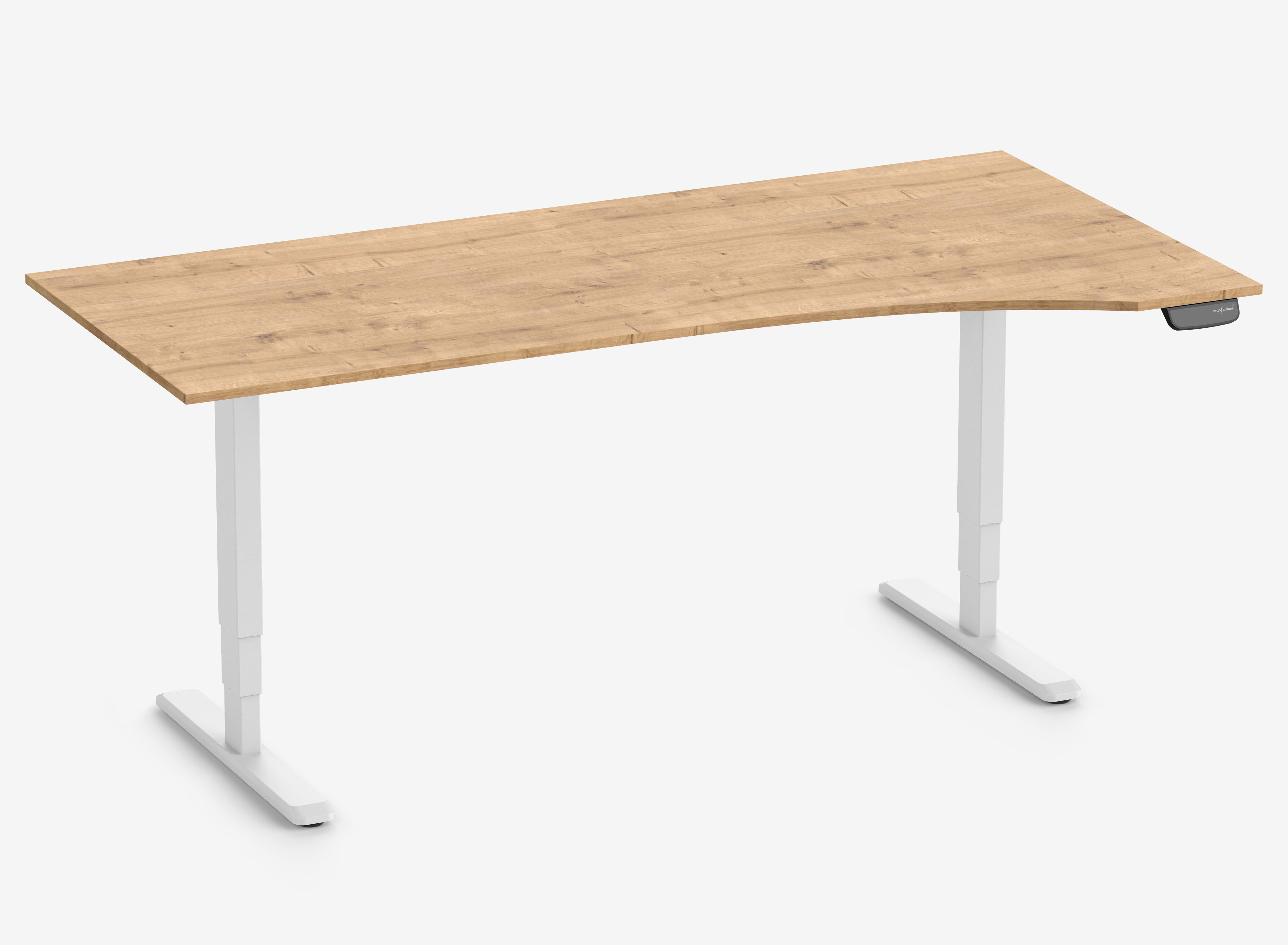 PRIMUS Freiformschreibtisch, Gestell Weiß 2000 x 800/1000 x 25 mm Eiche, Ausführung Rechts