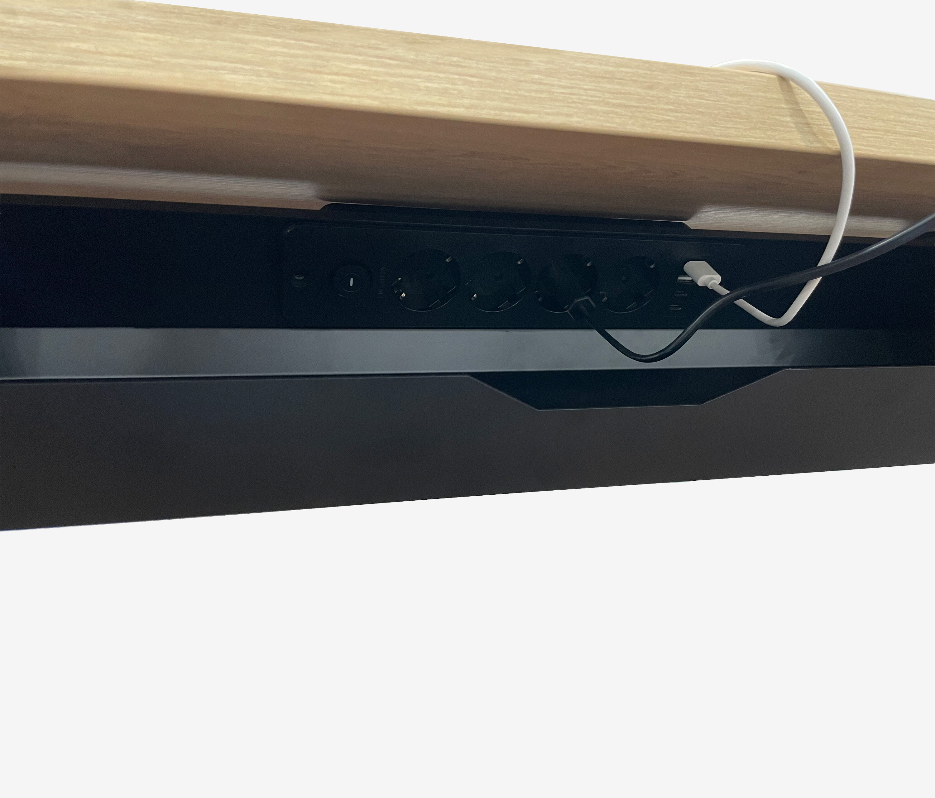 Kabelwanne mit optional integrierter Steckdose Grau Ohne Steckdose