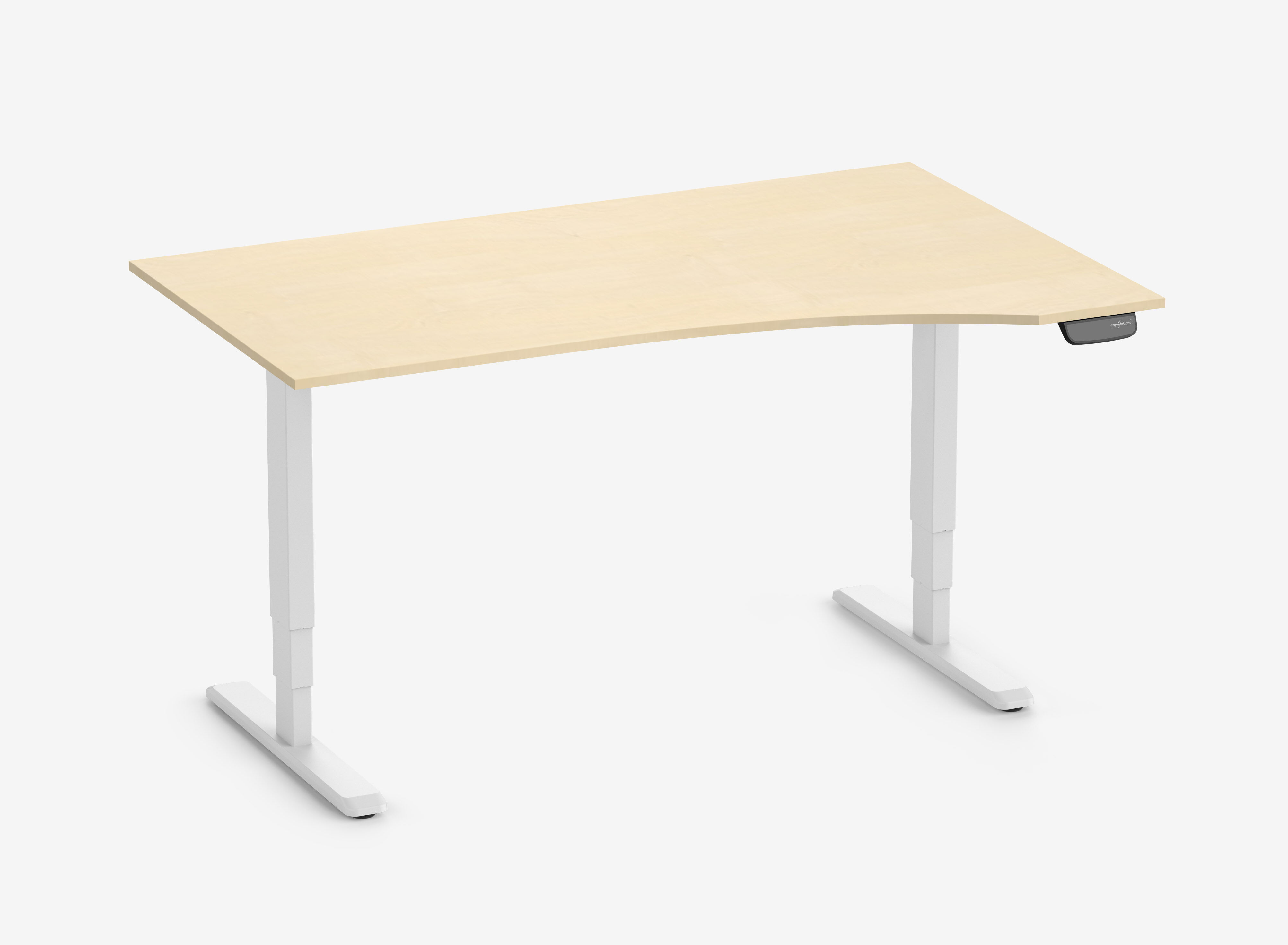 PRIMUS Freiformschreibtisch, Gestell Weiß 1600 x 800/1000 x 25 mm Birke, Ausführung Rechts