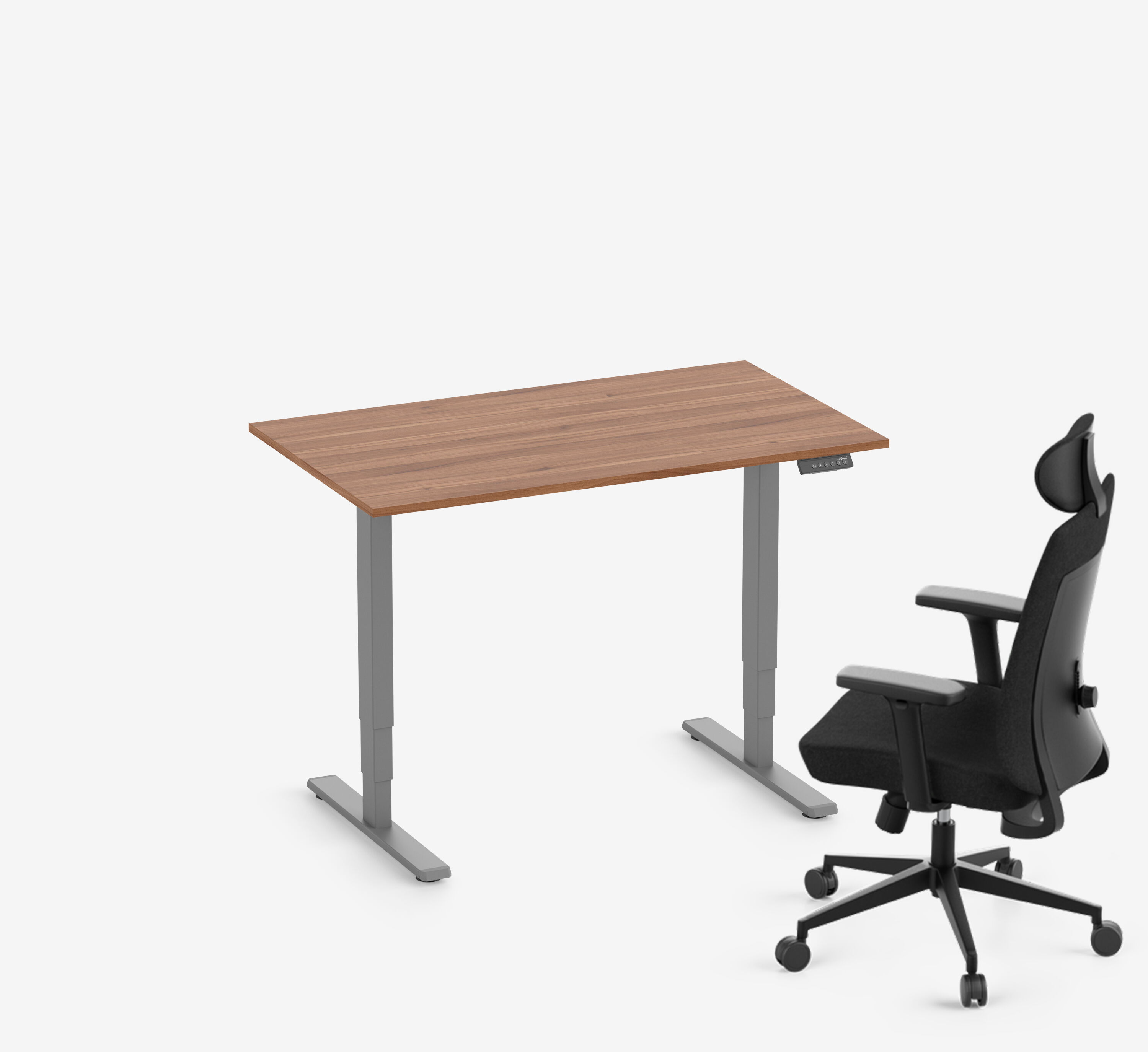 FOKUS + Stuhl Grau Nussbaum Normal 1200 x 70 x 19 mm