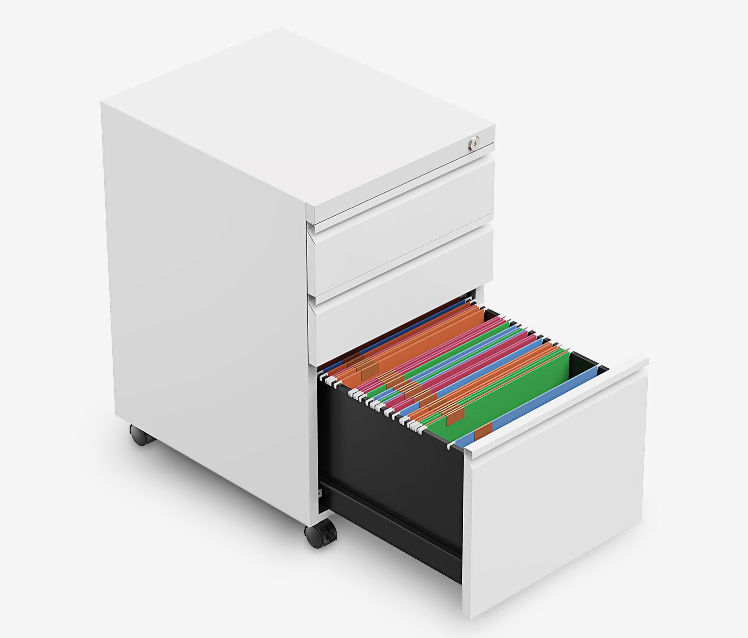 Metall Rollcontainer Weiß - ohne Blende