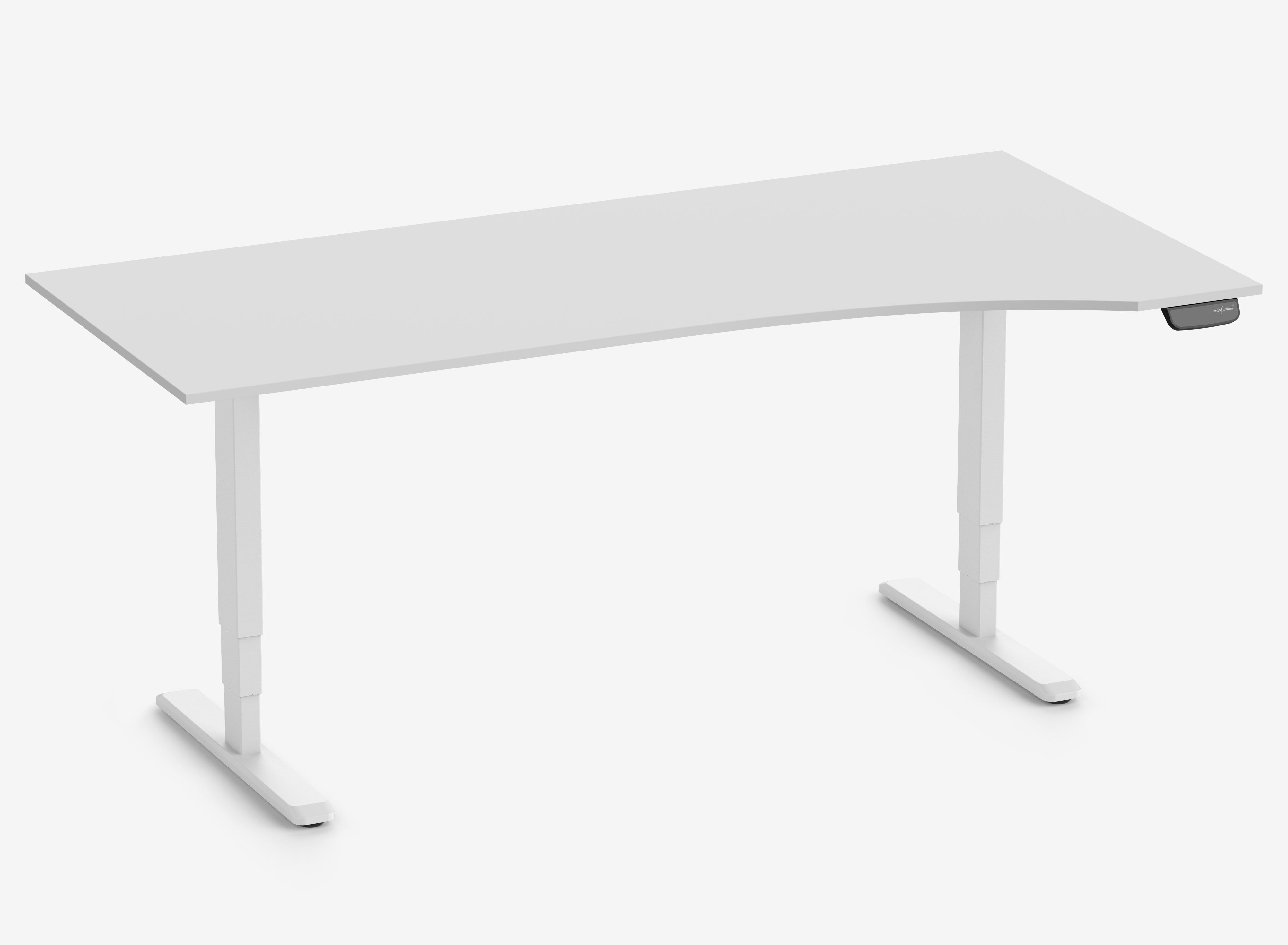 PRIMUS Freiformschreibtisch, Gestell Weiß 2000 x 800/1000 x 25 mm Lichtgrau, Ausführung Rechts