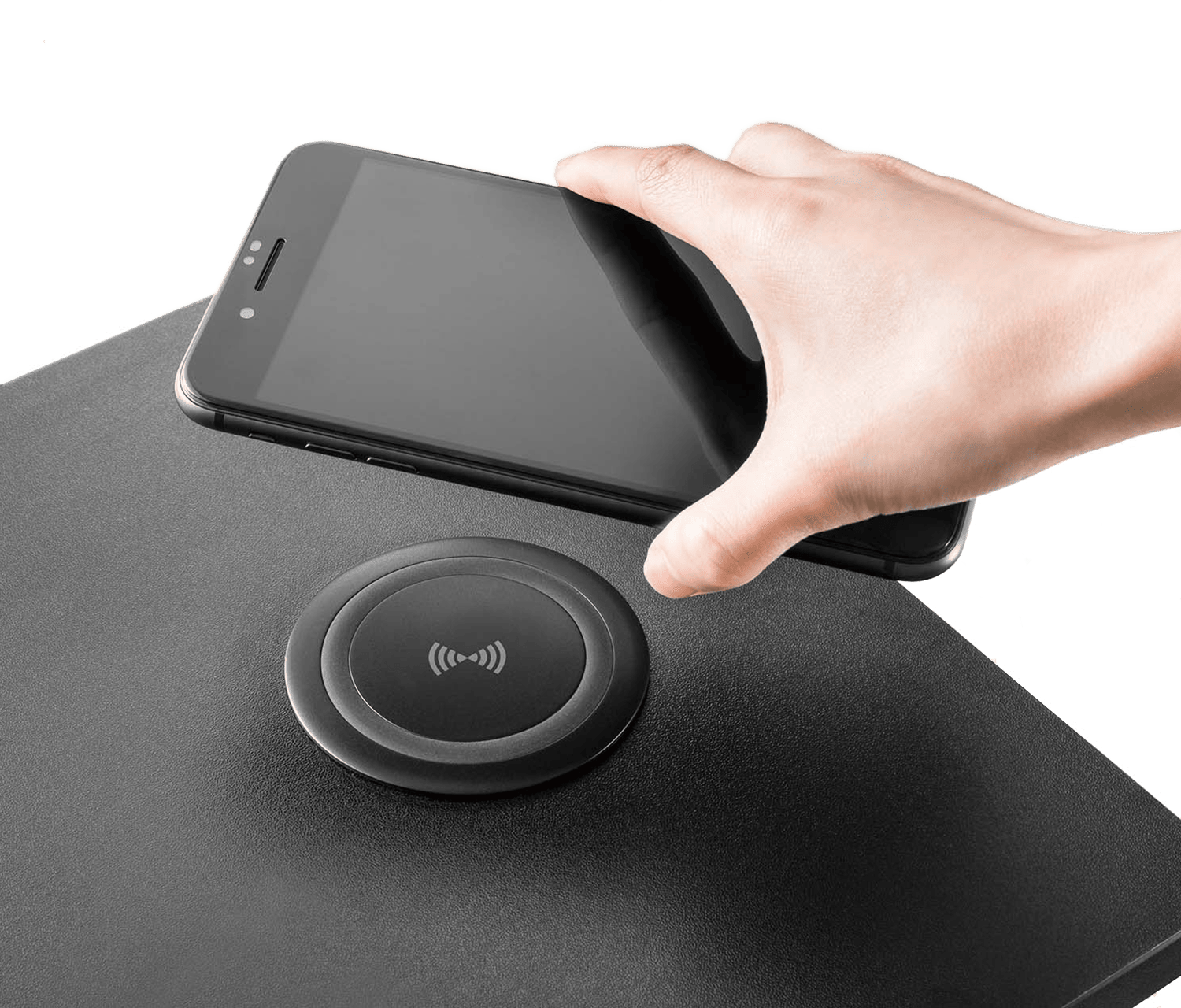 Monitorverhoging met geïntegreerde Qi-oplader