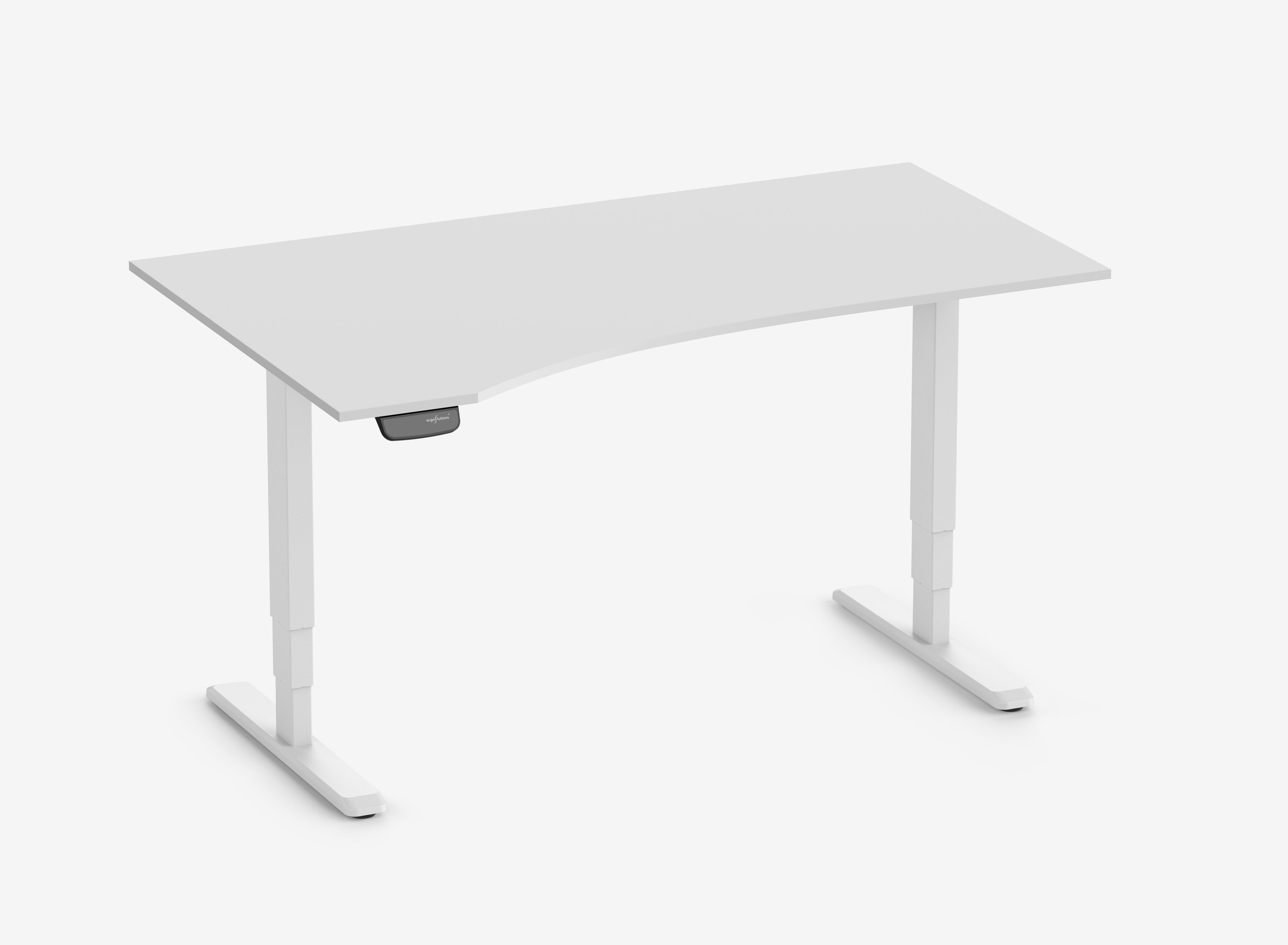 PRIMUS Freiformschreibtisch, Gestell Weiß 1600 x 800/1000 x 25 mm Lichtgrau, Ausführung Links