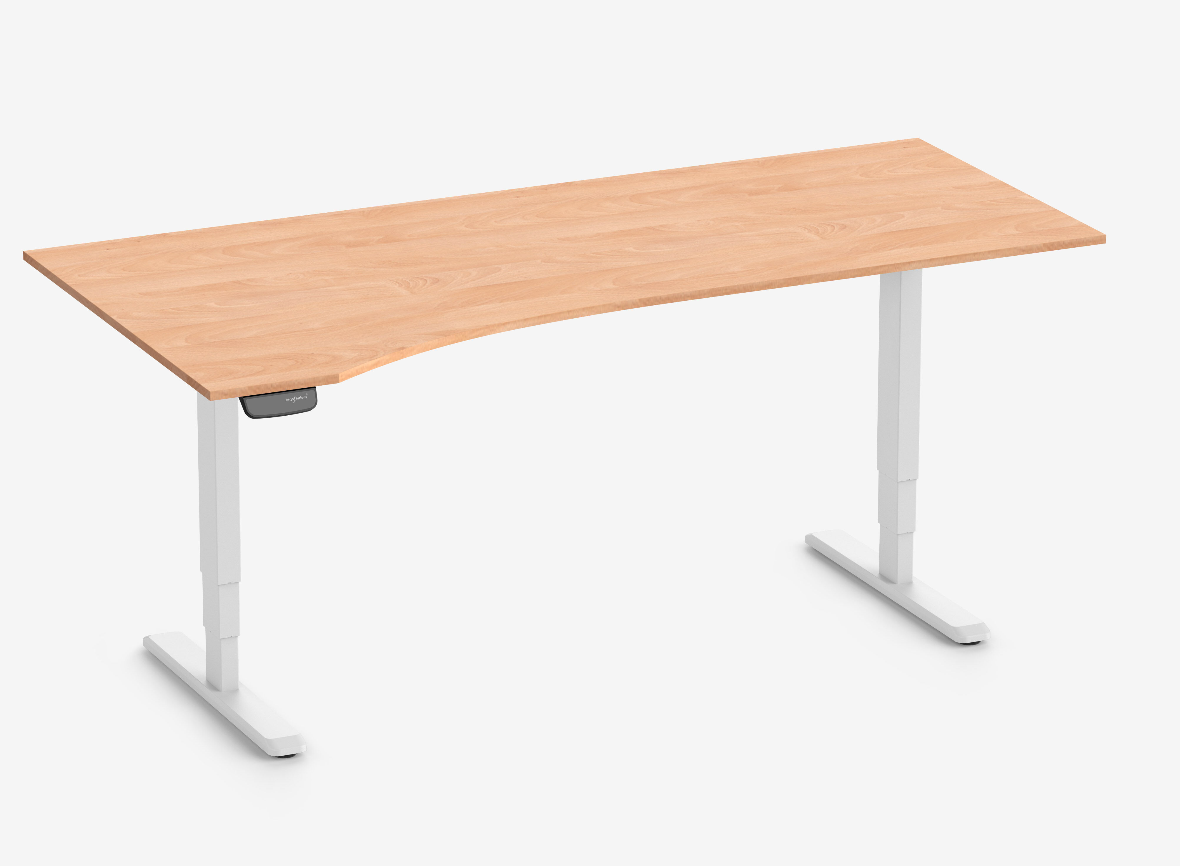 PRIMUS Freiformschreibtisch, Gestell Weiß 2000 x 800/1000 x 25 mm Buche, Ausführung Links