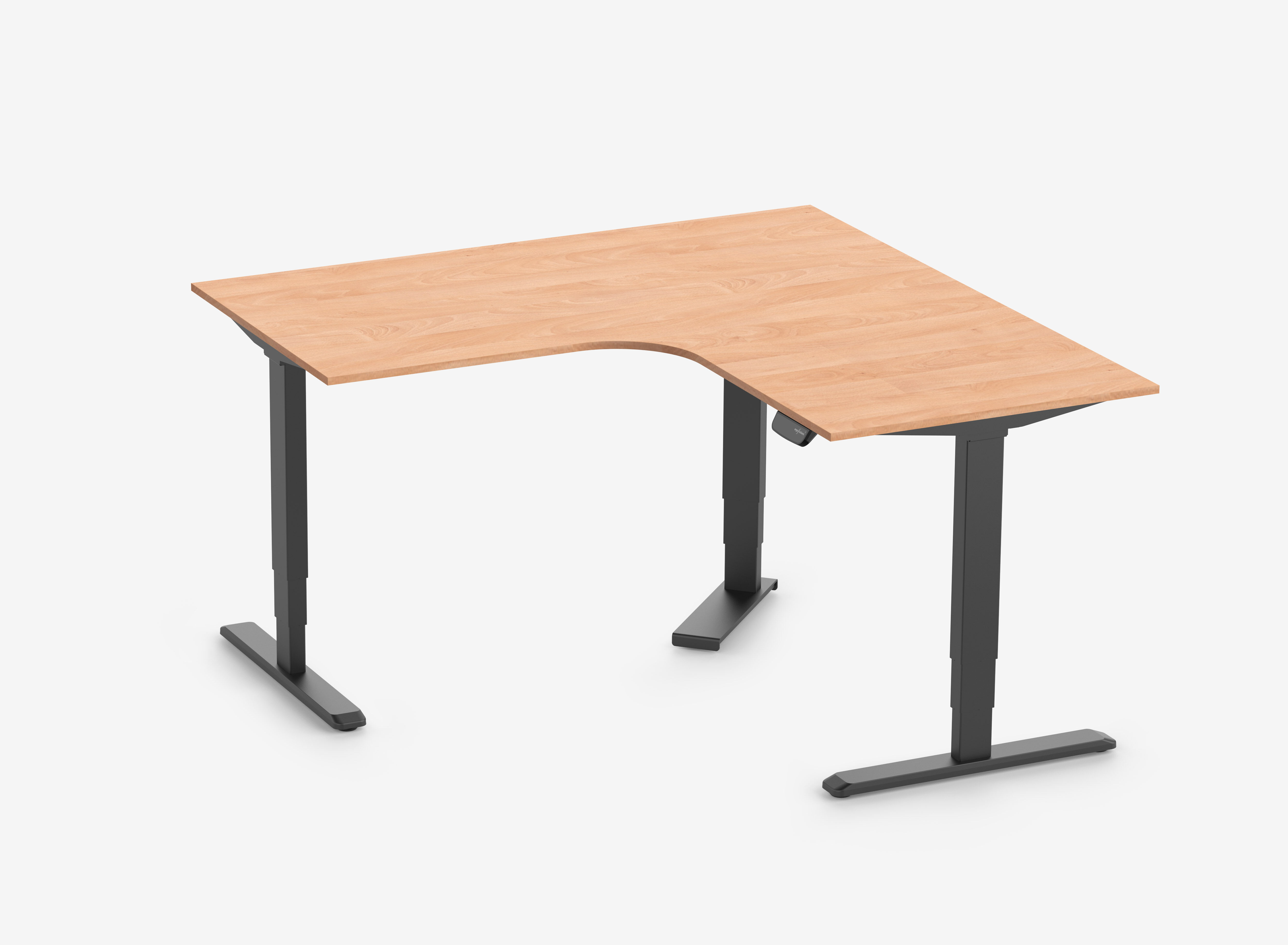 PRIMUS Eckschreibtisch, Gestell Schwarz, Tischplatte 1600/800 x 1600/800 x 25 mm Buche