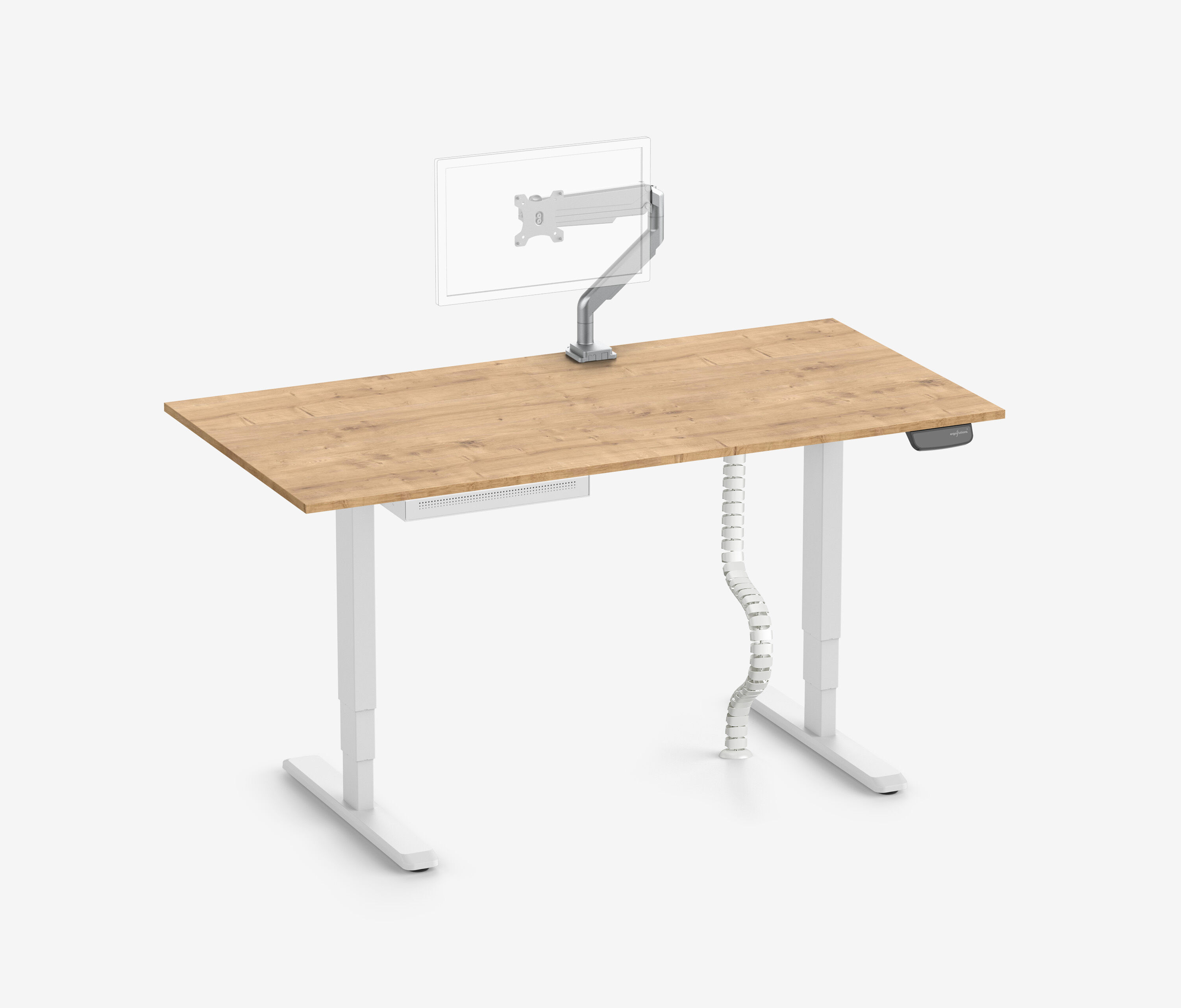 PRIMUS + Slimline Schublade, Kabelschlange & Halter Weiß 160x80 Eiche