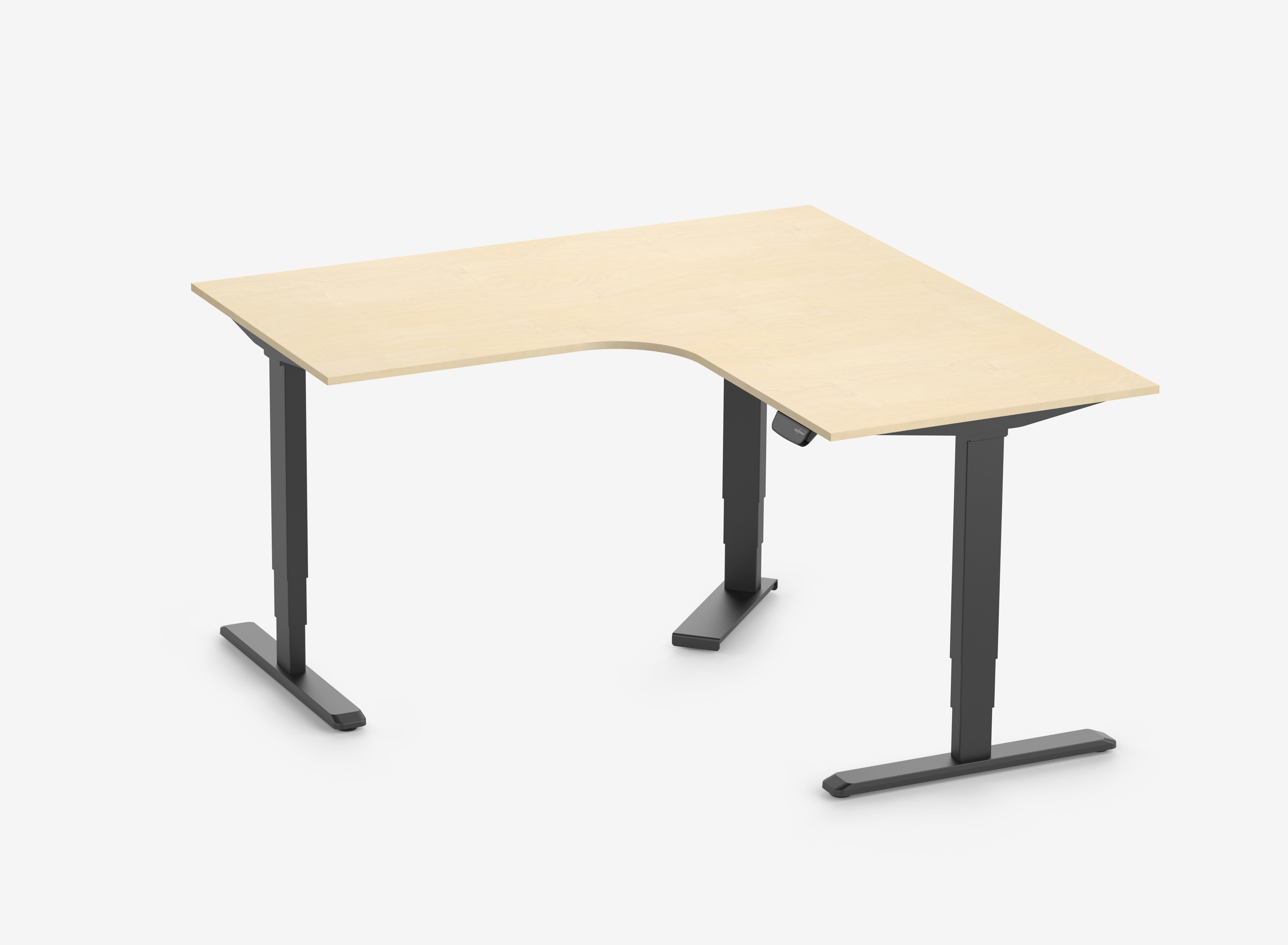 PRIMUS Eckschreibtisch, Gestell Schwarz, Tischplatte 1600/800 x 1600/800 x 25 mm Birke