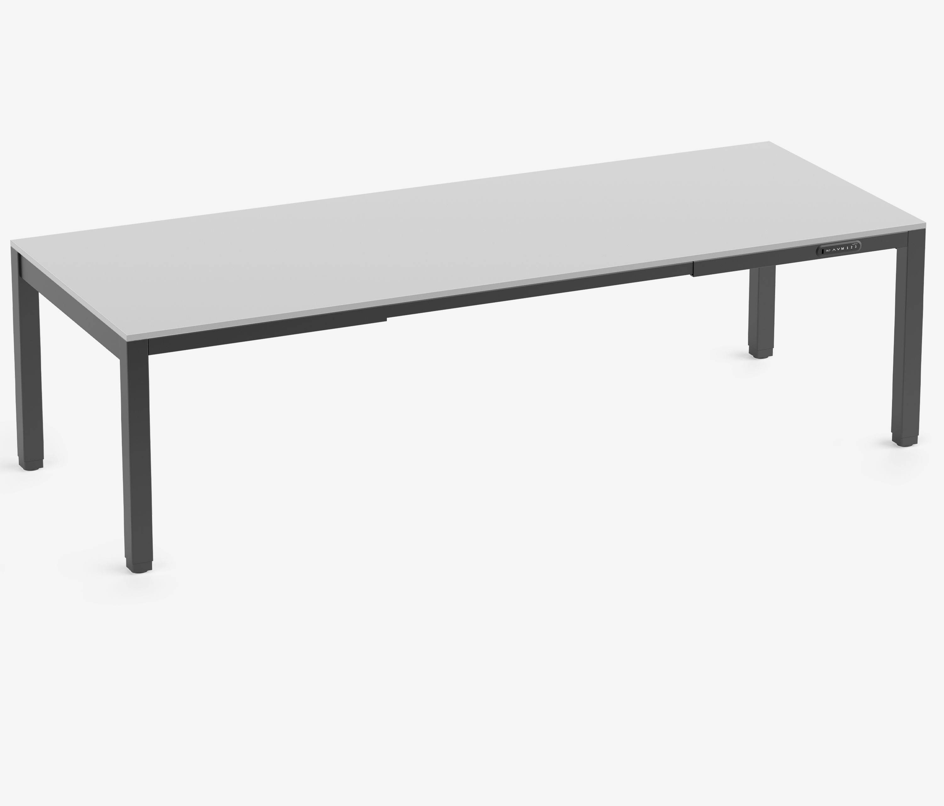 PRIMUS 4-Bein Schreibtisch Schwarz Lichtgrau 2600 x 1000 x 25 mm