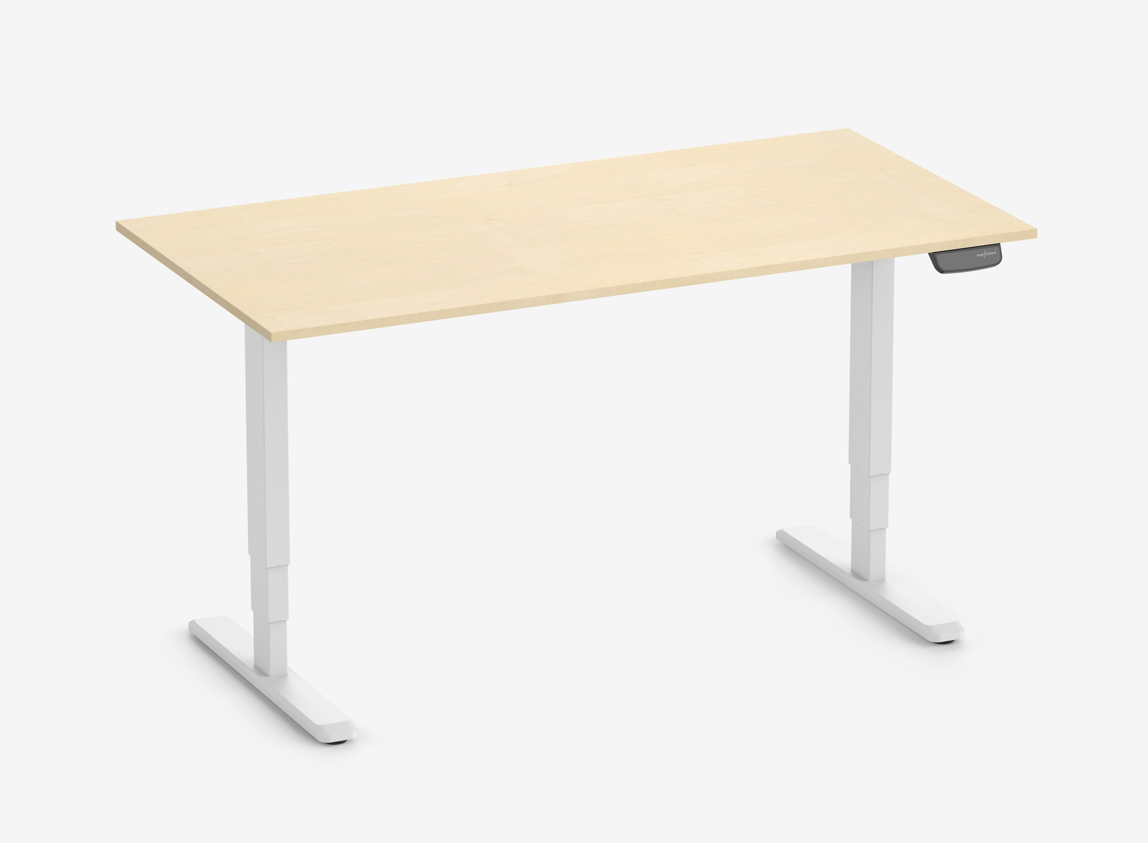 PRIMUS Speed Rechteckschreibtisch, Gestell Weiß, Tischplatte 1600 x 800 x 19 mm Birke