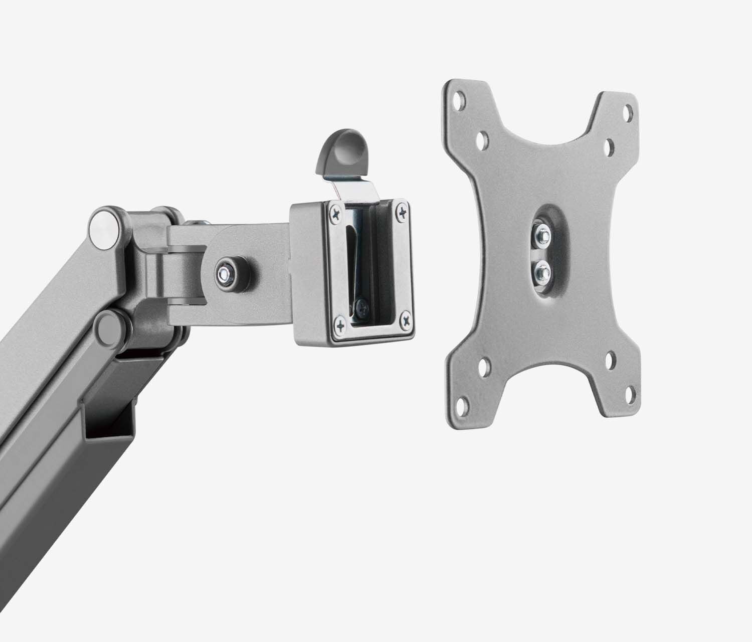 Single Gasdruck Monitorarm - silber