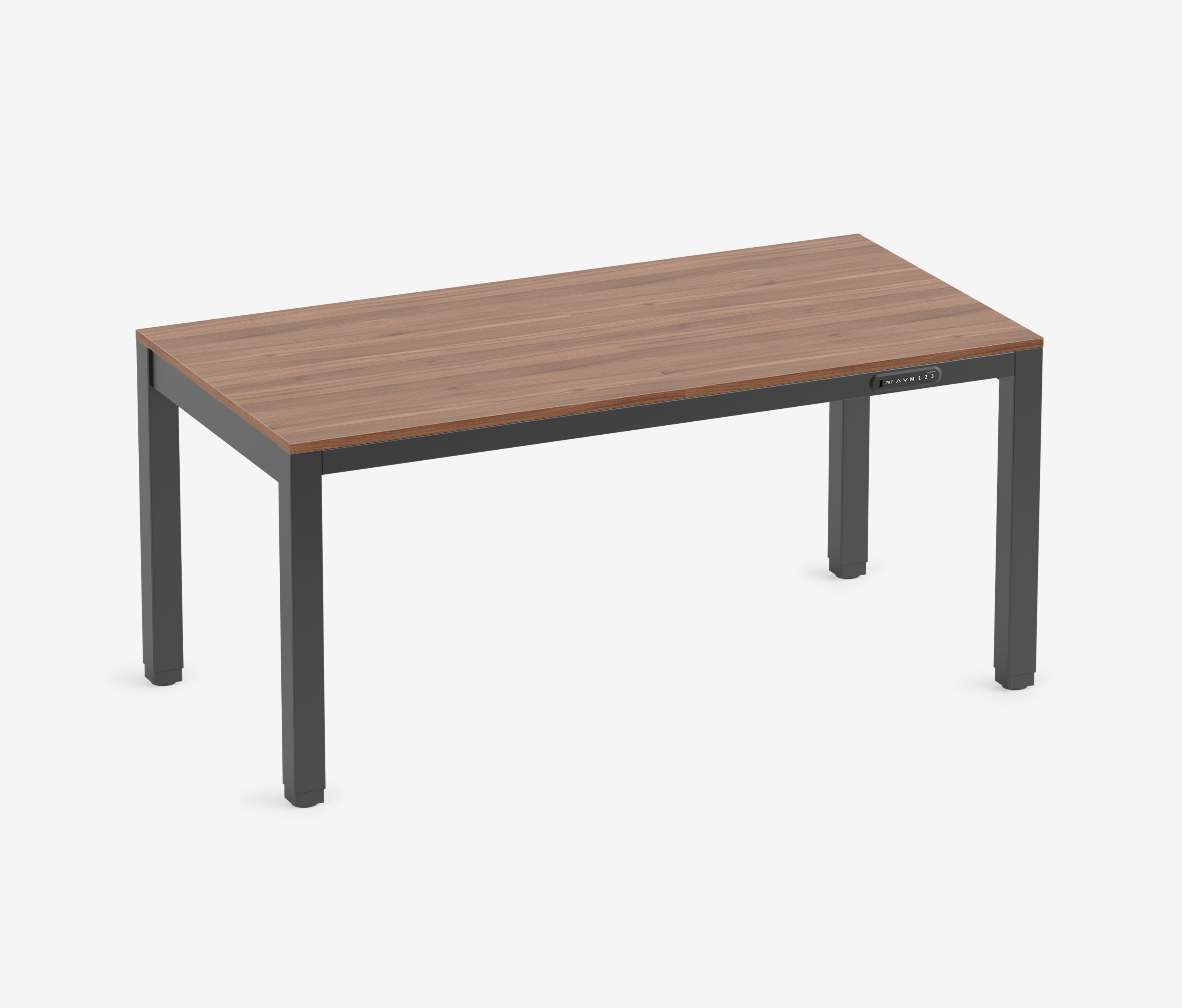 PRIMUS 4-Bein Schreibtisch Schwarz Nussbaum 1600 x 800 x 25 mm