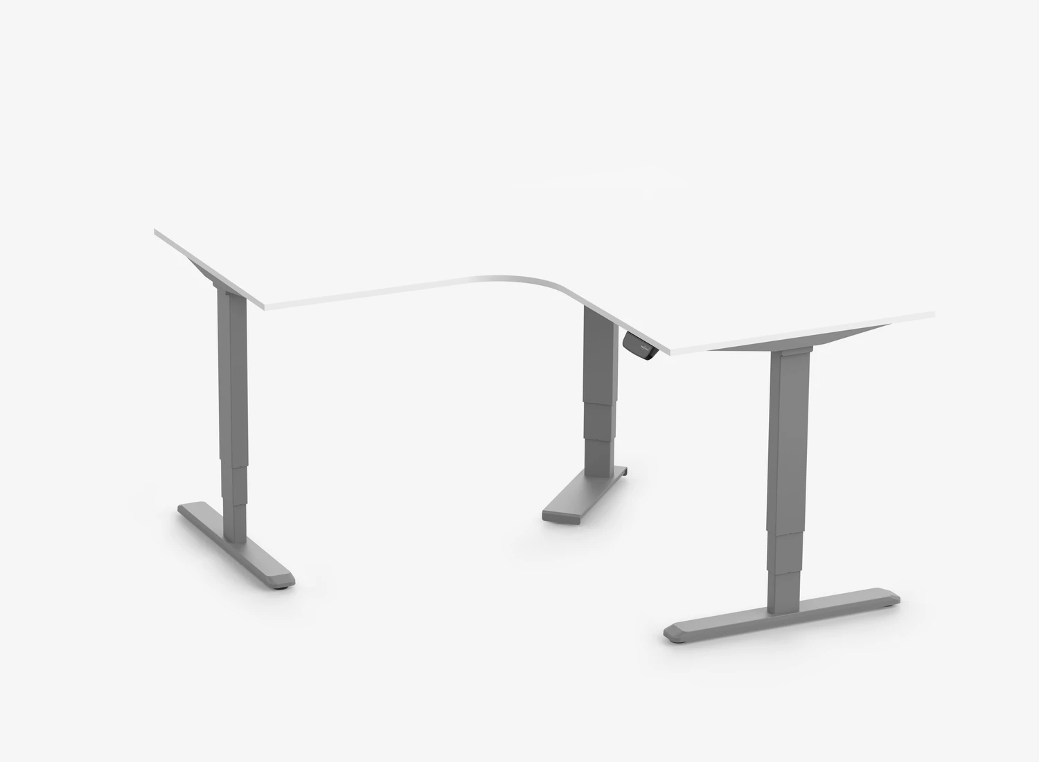 PRIMUS Eckschreibtisch, Gestell Grau, Tischplatte 1600/800 x 1600/800 x 25 mm Topweiß