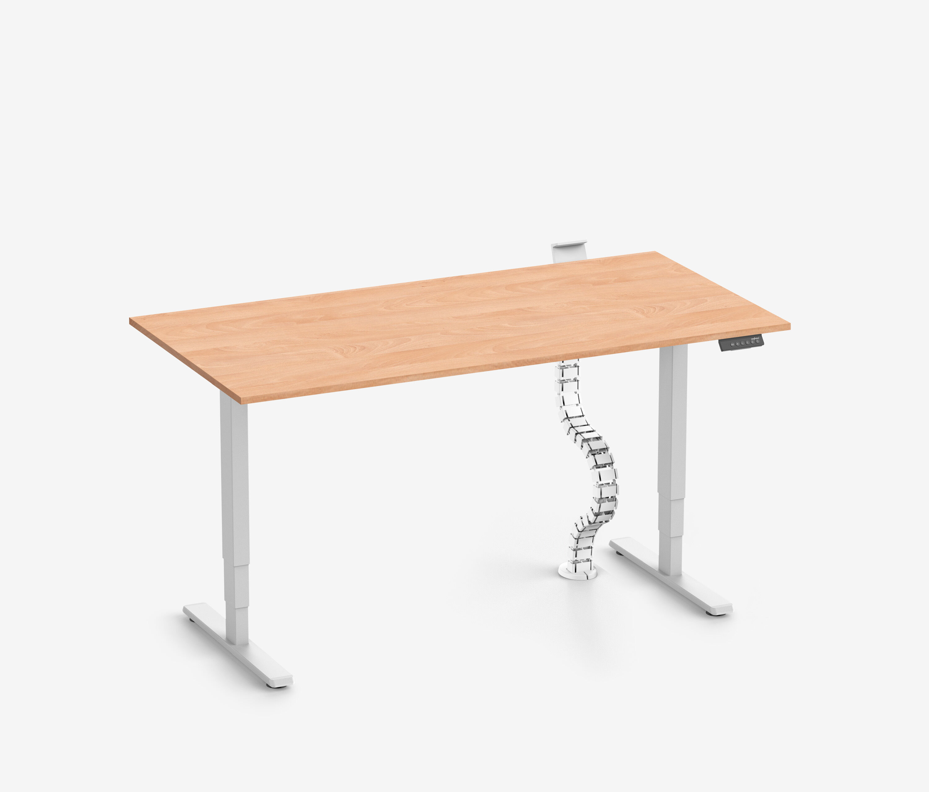 FOKUS Bureau + Stekkerdooshouder + Kabelslang Wit Beuken 120x70