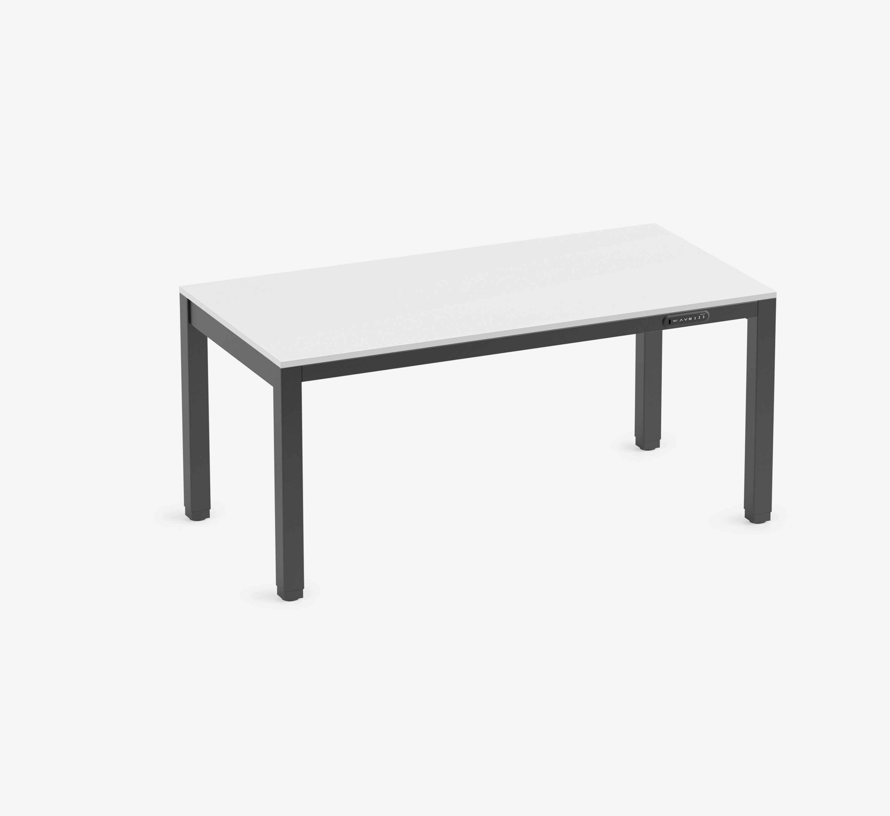 PRIMUS 4-Bein Schreibtisch Schwarz Topweiß 1600 x 800 x 25 mm