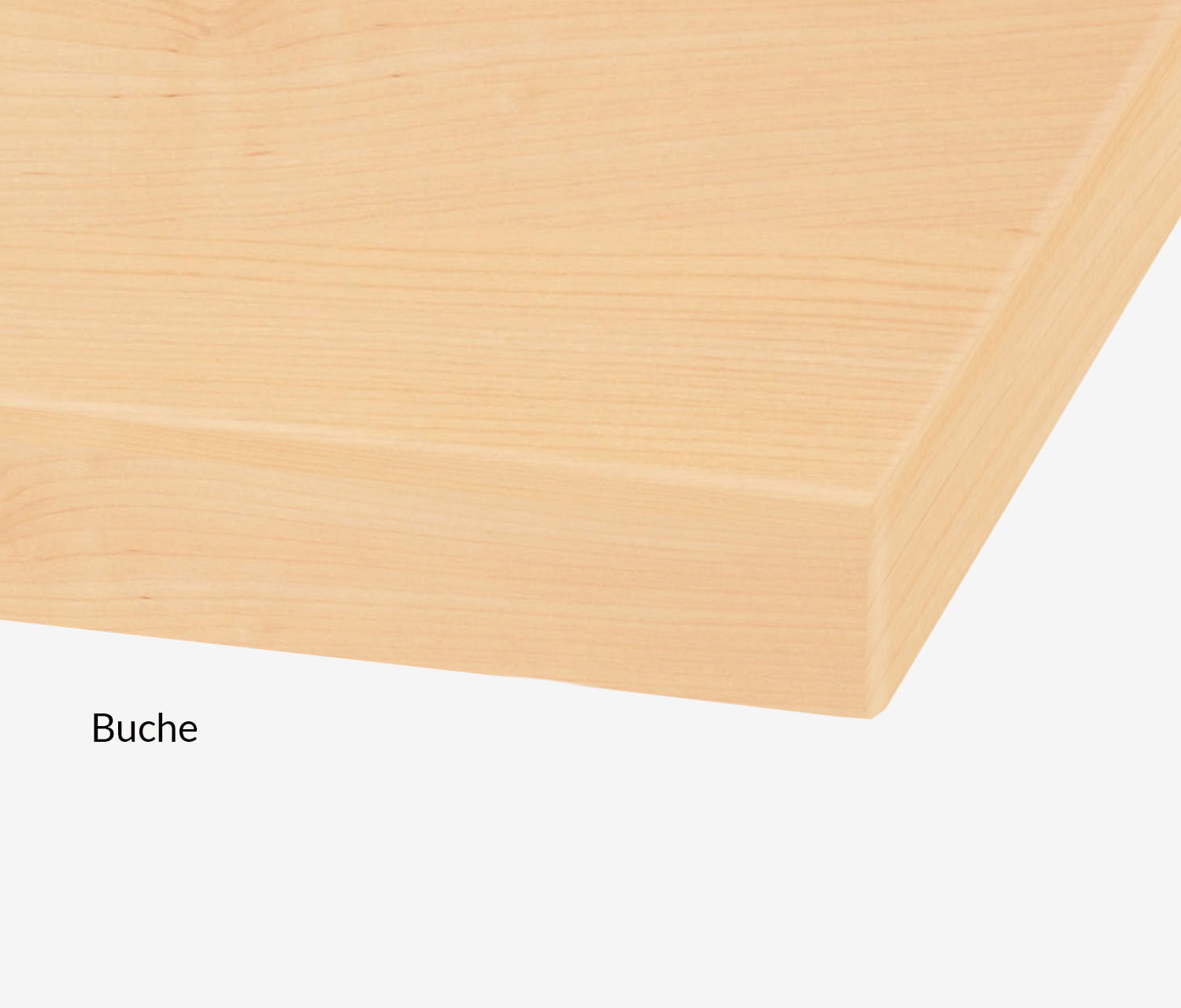 Freiform Tischplatte Melamin Dekor Buche, 1600 x 800/1000 x 25 mm