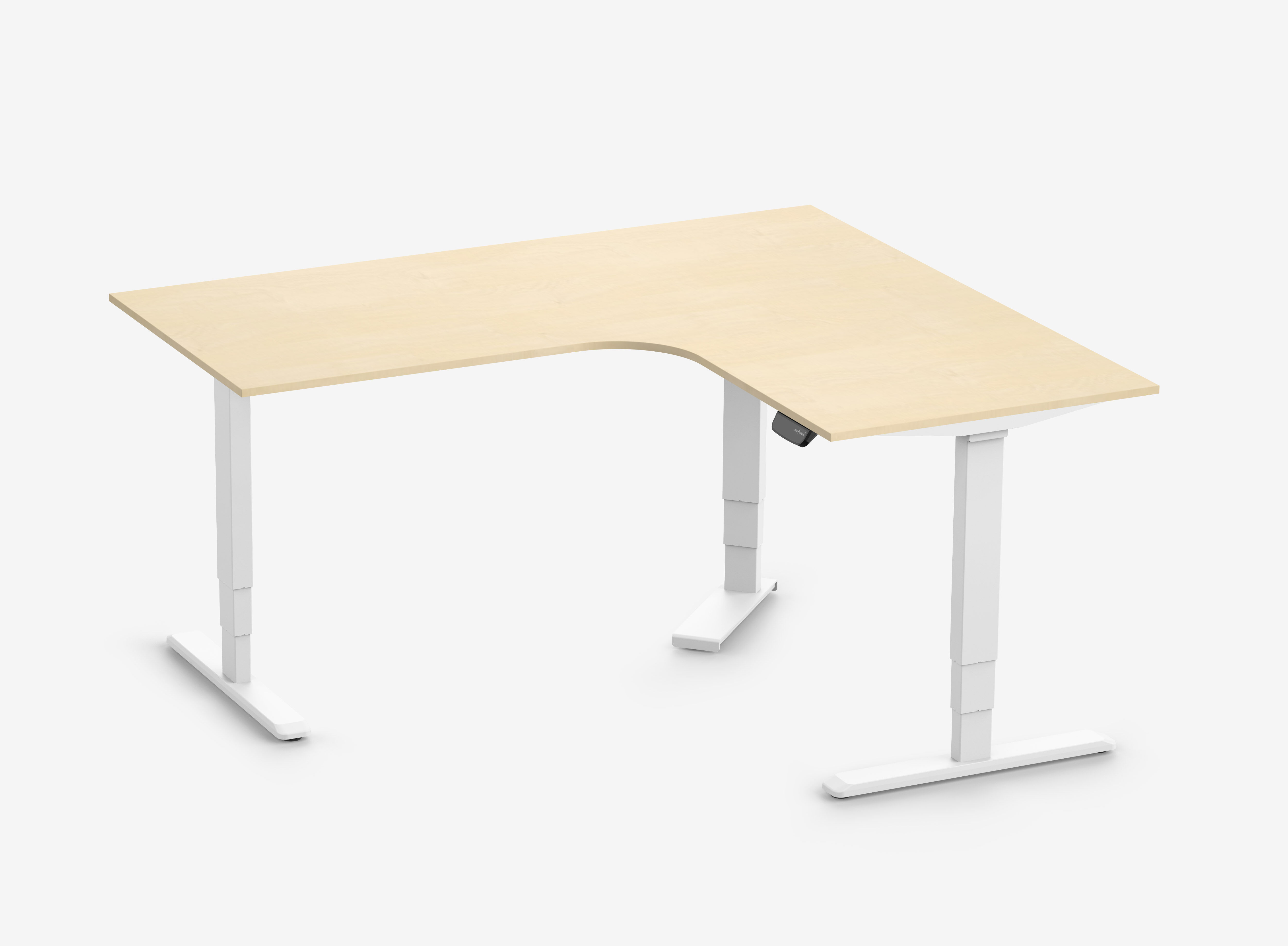 PRIMUS Eckschreibtisch, Gestell Weiß, Tischplatte 1800/800 x 1600/800 x 25 mm Birke