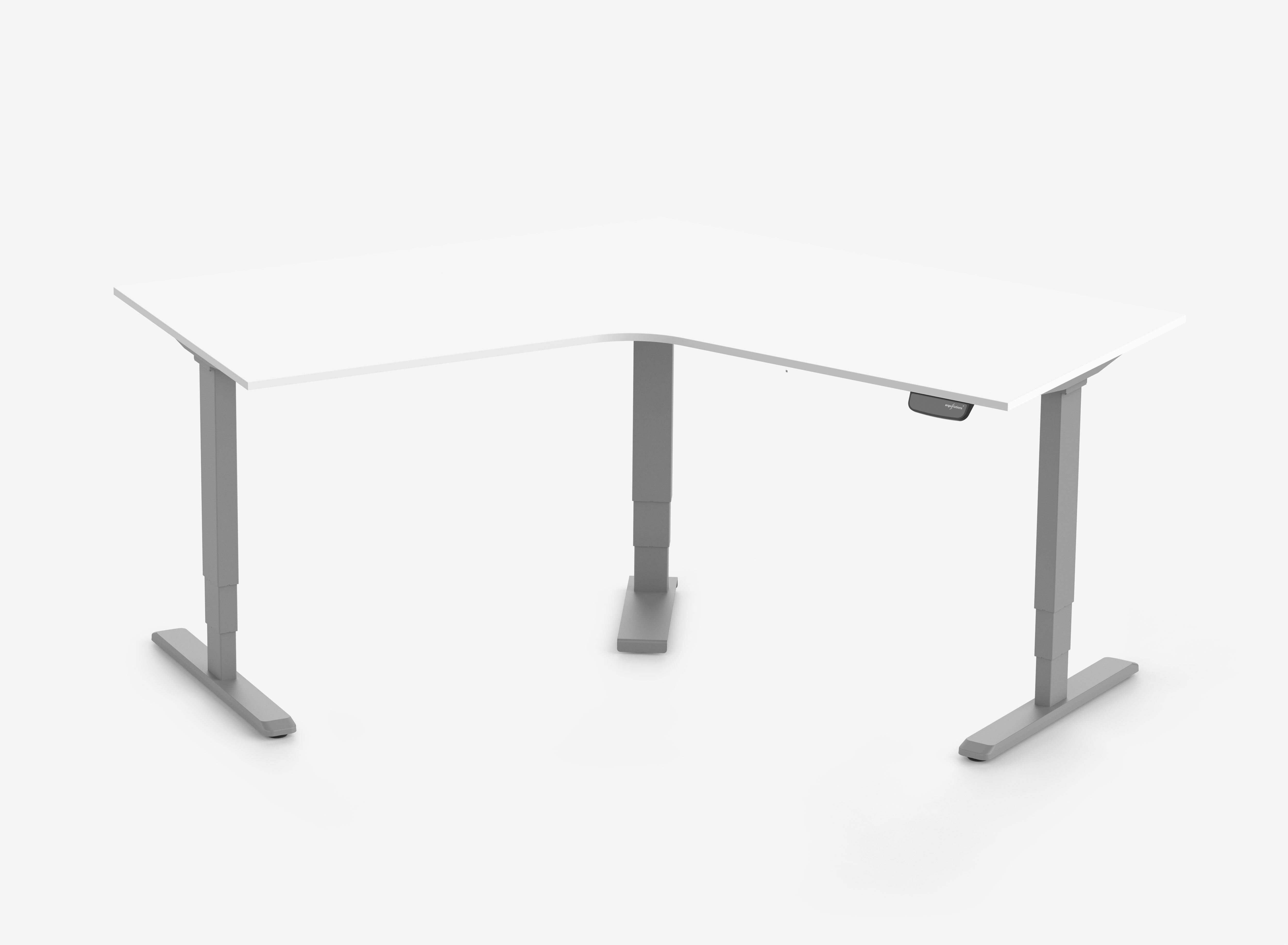 PRIMUS Winkelschreibtisch, Gestell Grau, Tischplatte 1400 x 800 x 25 mm Topweiß